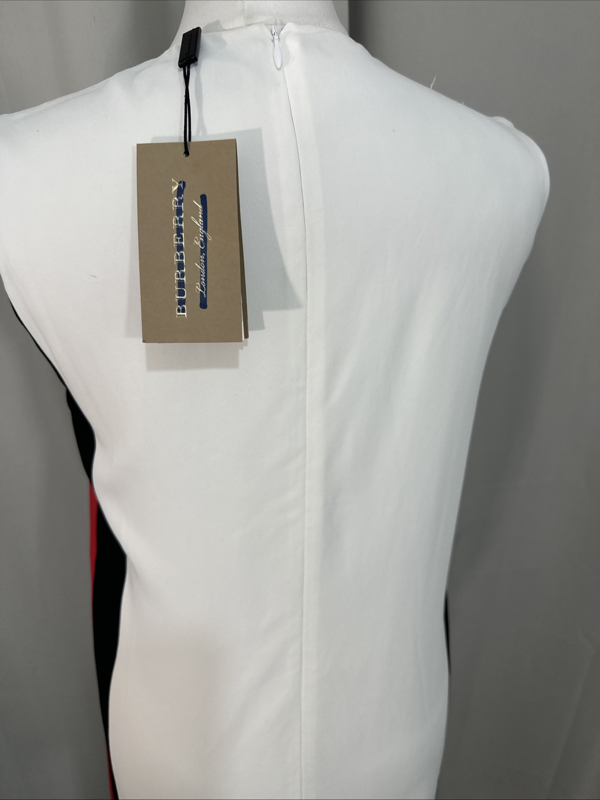 BURBERRY Selene Sleeveless Side-striped Midi Dress In Off White RRP$1350 A35