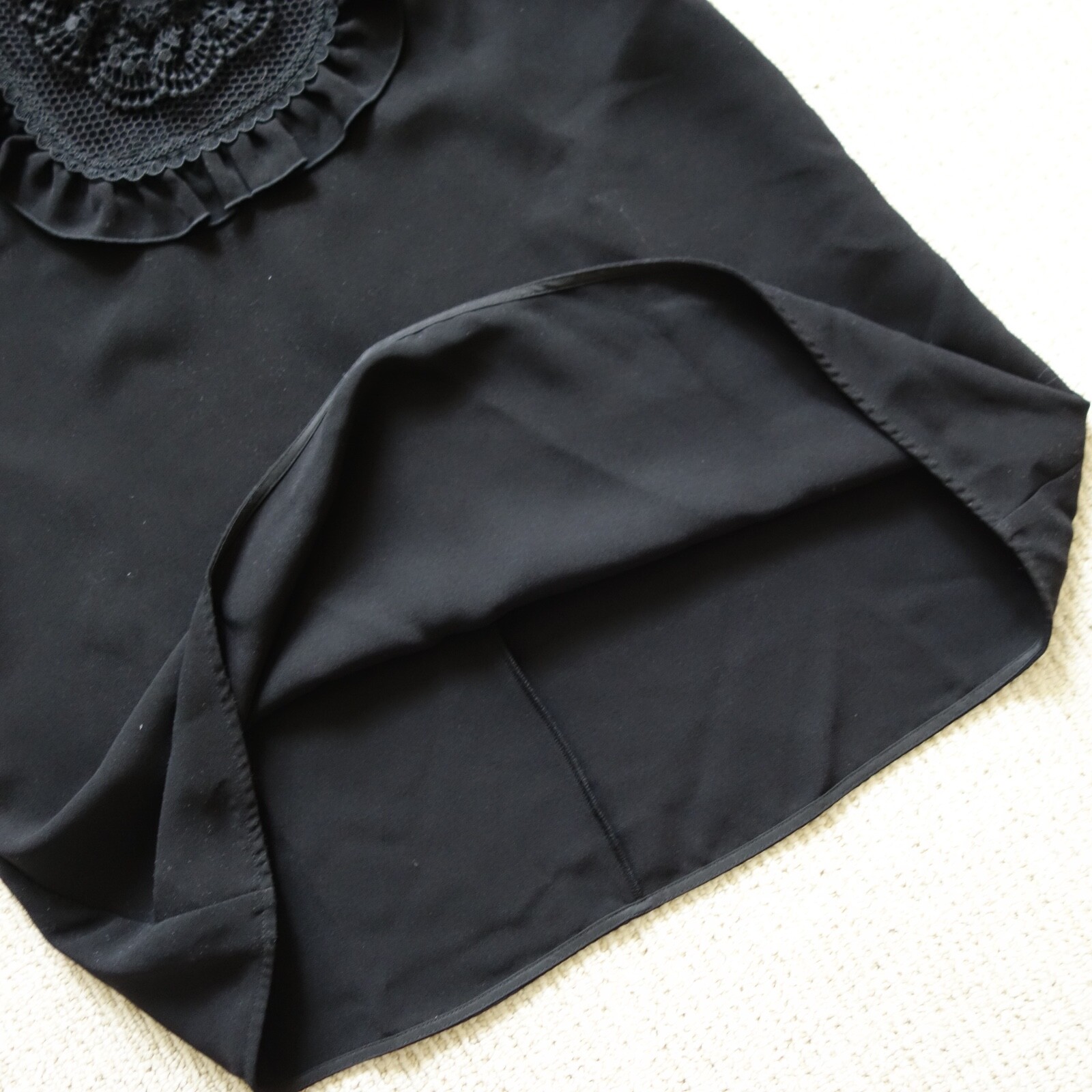 Self-Portrait Black Lace Bib Crepe Mini Dress UK 6 US 2