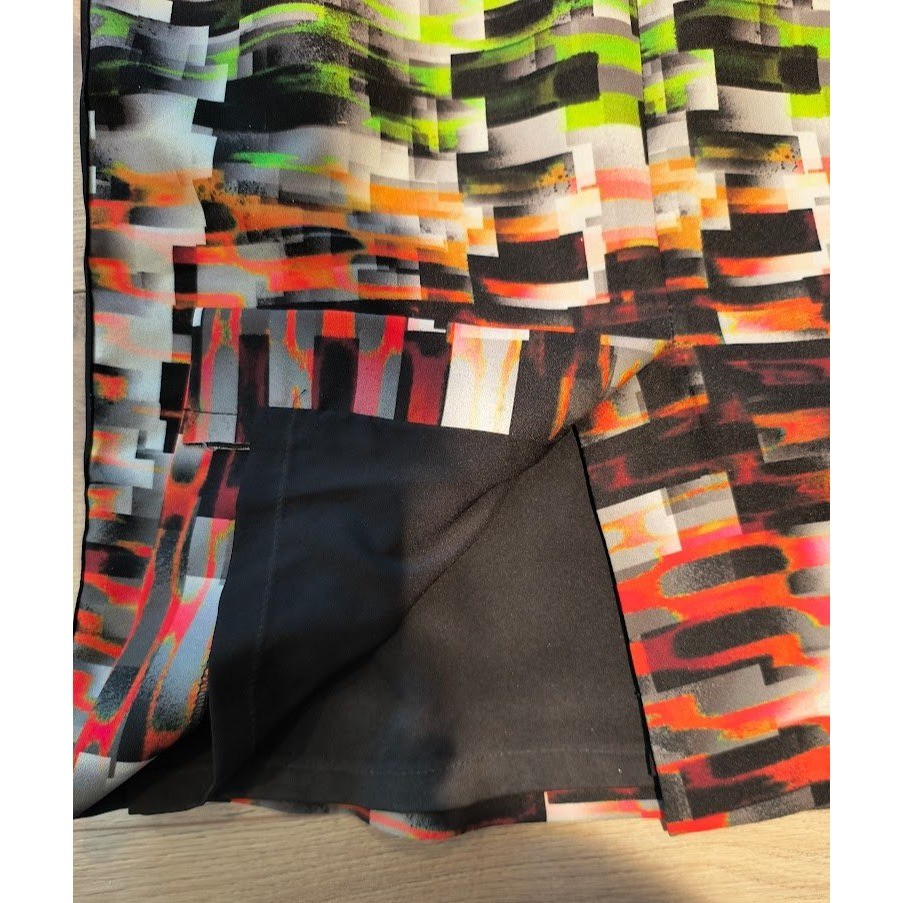 Rickie Freeman Teri Jon Multi Color Digital Glitch Print Mesh Sleeve Dress 6