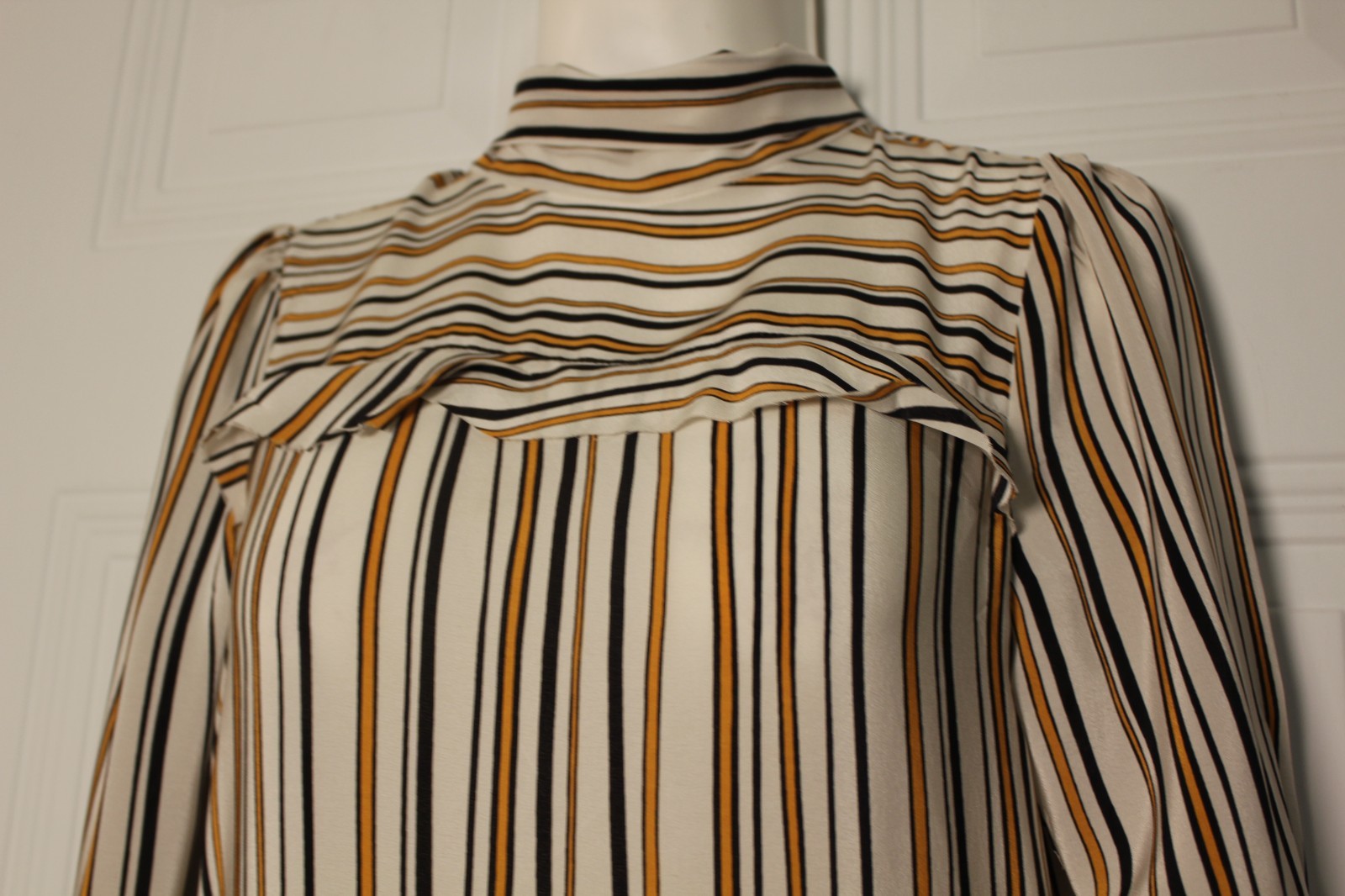 Dorothee Schumacher SatinDress Mock Neck Tiered Midi Luxury Designer SZ Medium