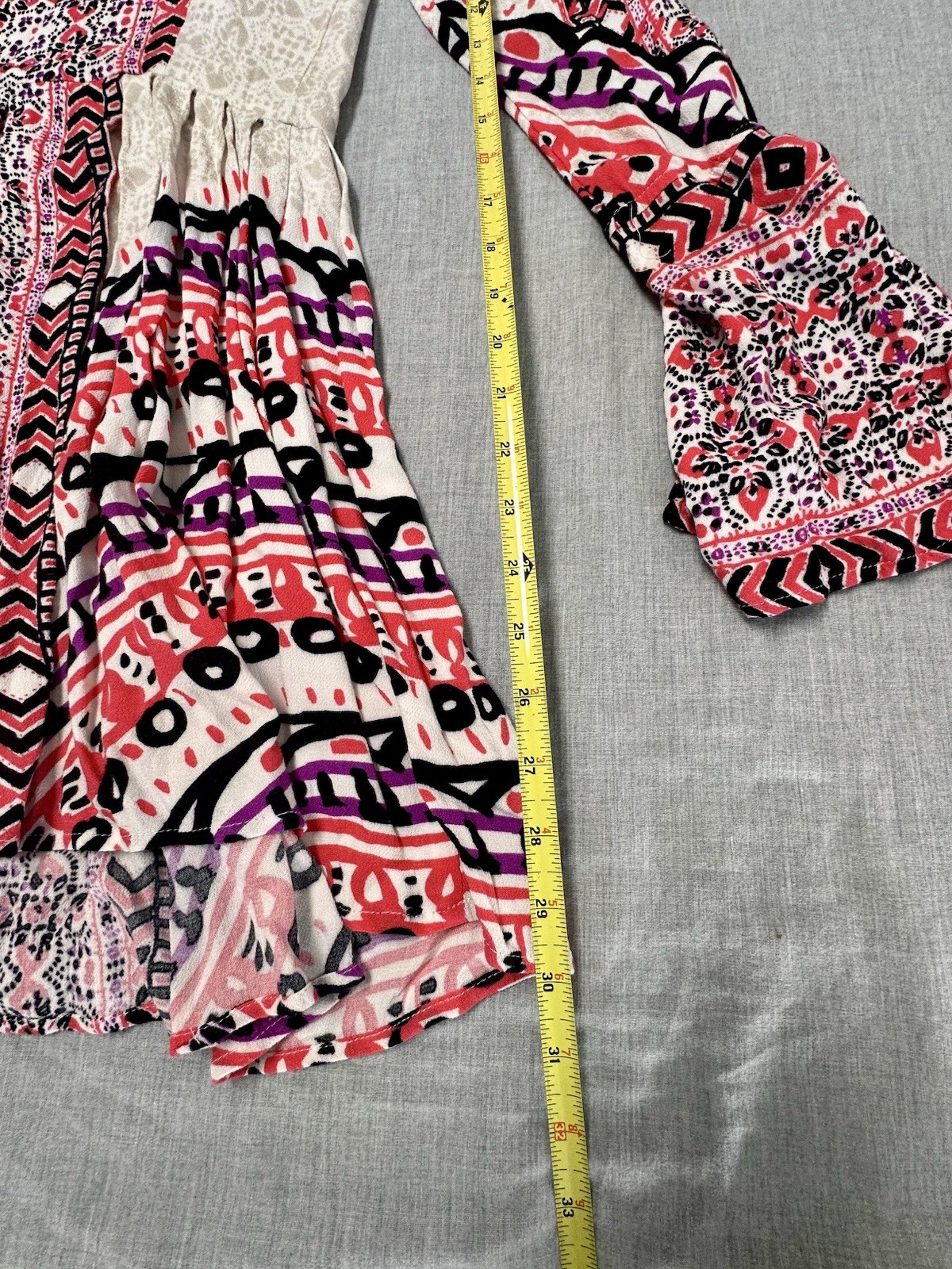 Free People Tegan Boarder Print Ivory Mini Dress Size 4