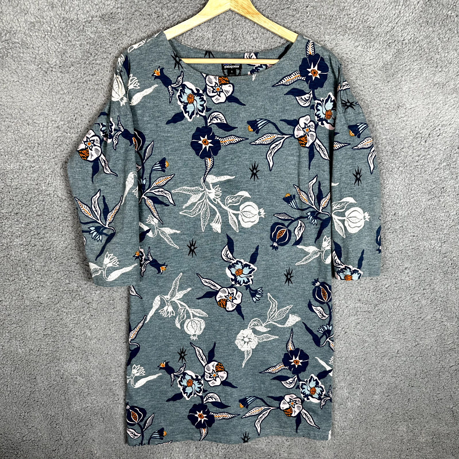 Patagonia Dress Floral Size Small Nature Outdoor 3/4 Sleeves Seatoller Boho