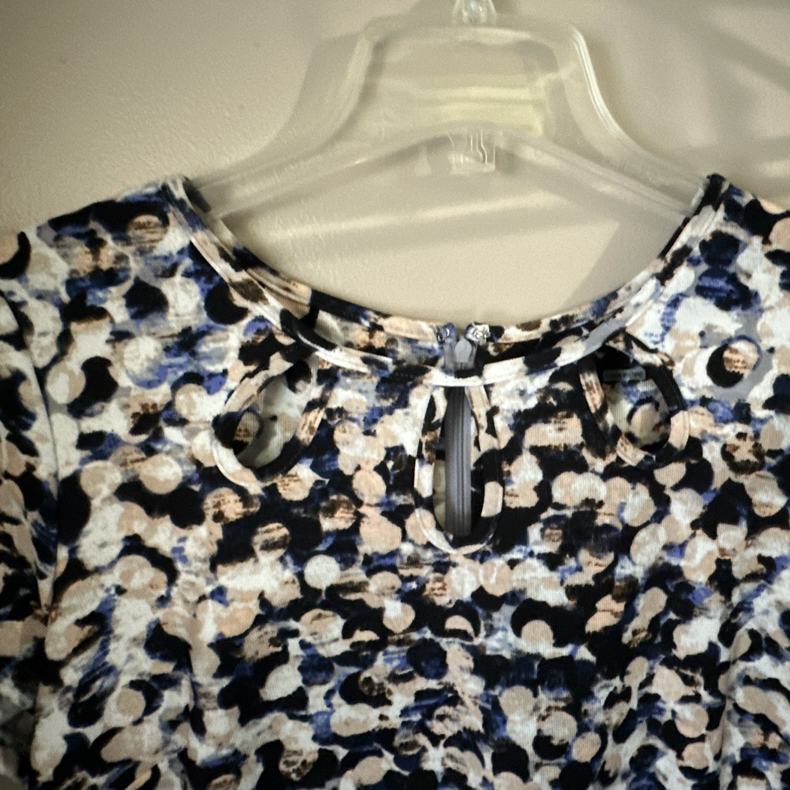 Phade 7 Seven New York 14 Blue/White Abstract Cap Sleeve Sheath Dress Tie