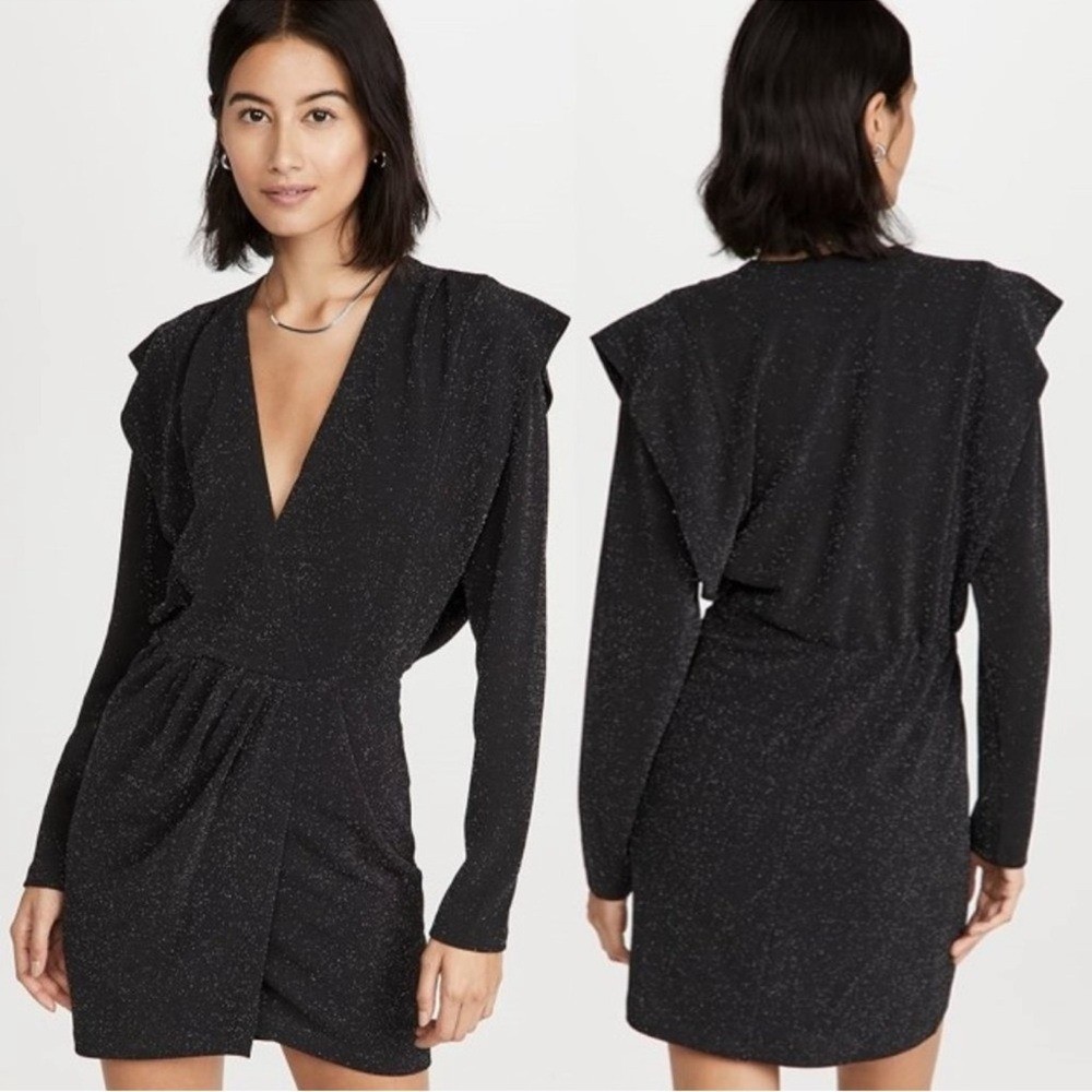 IRO Nahilda Dress in Full Black and Silver Long Sleeve Dress Sz. 32 or a XXS