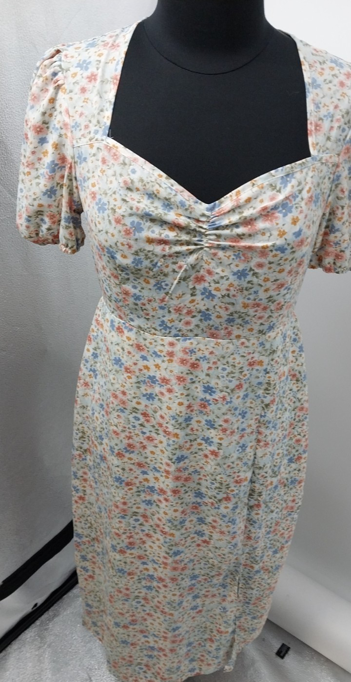 Shein Women’s LIGHT BLUE Floral Midi Dress Size L Spring Casual