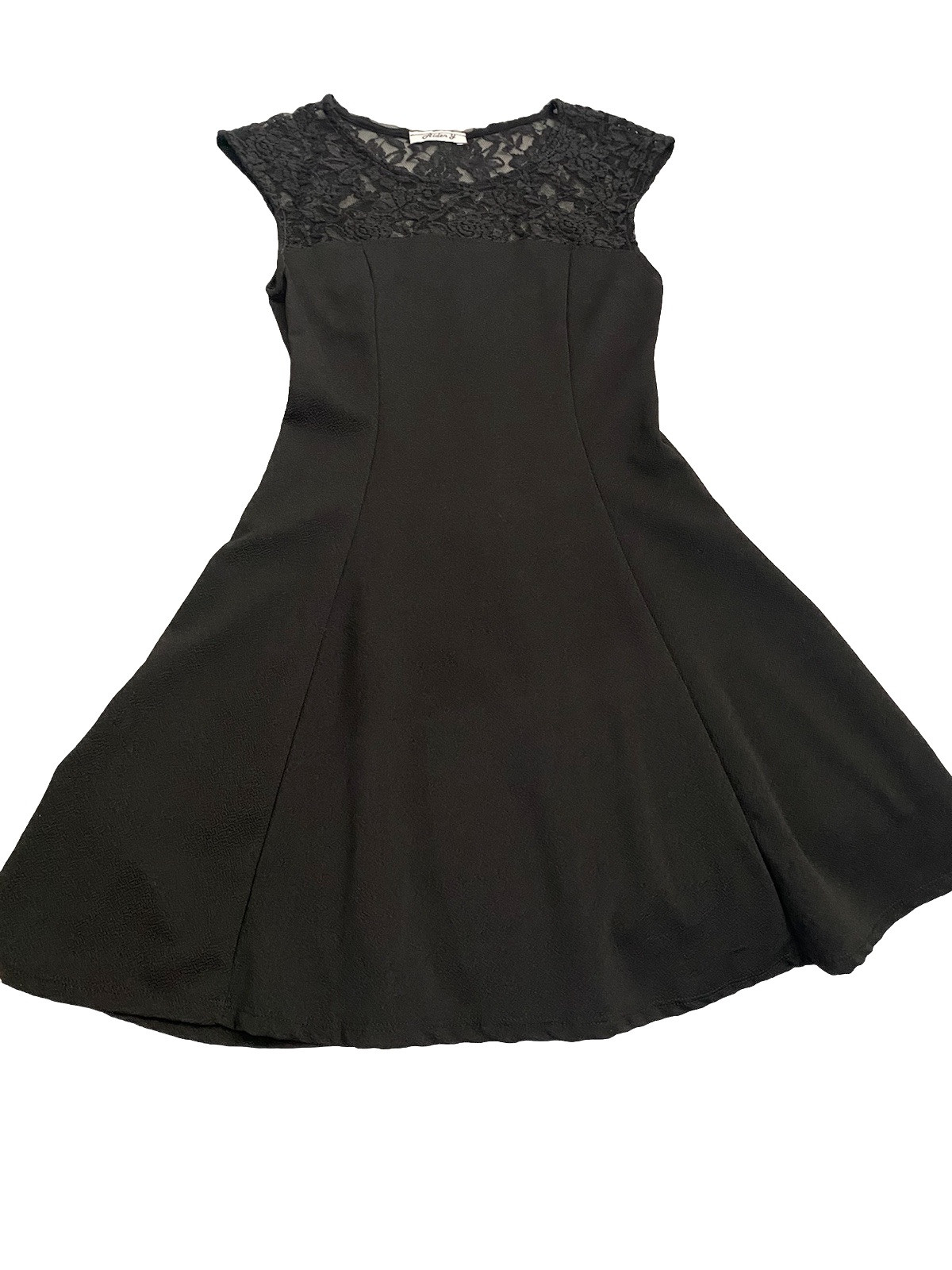 Aiden Y Fit & Flare A-Line Dress Black With Lace Women’s Size Small Formal
