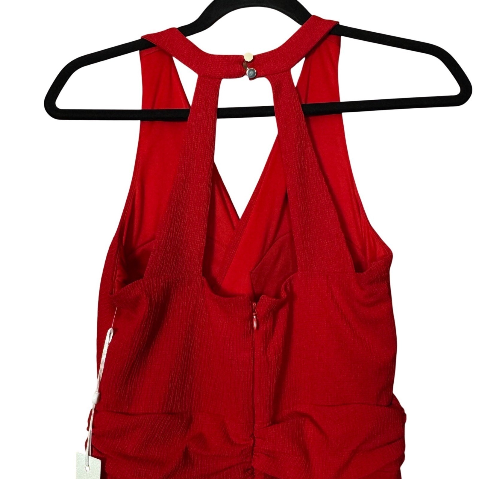 Sienna Halter Ruched Draping Midi Dress Sz 0 Red Classic Cocktail Party Wedding