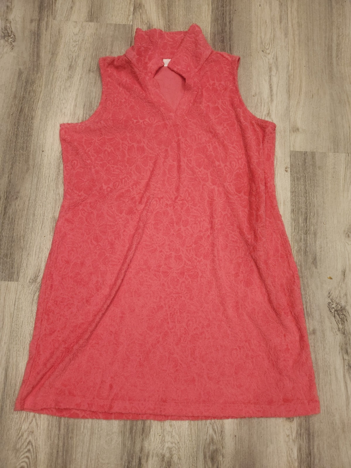 Belle Kim Gravel Poolside Terry Jamaican Jacquard Dress-Coral Pink-Sz XL A643801