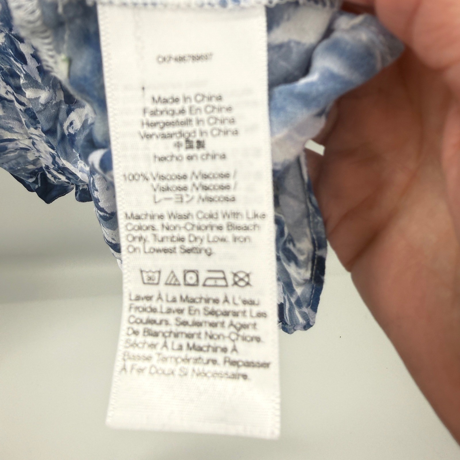 Madewell Blue White Floral Print V Neck Button Tie Waist Mini Dress Size 00