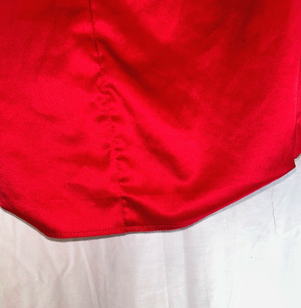 Allen B. Red Satin Sleeveless Ruched Mini Dress Ruffle Shoulder Event Size 14