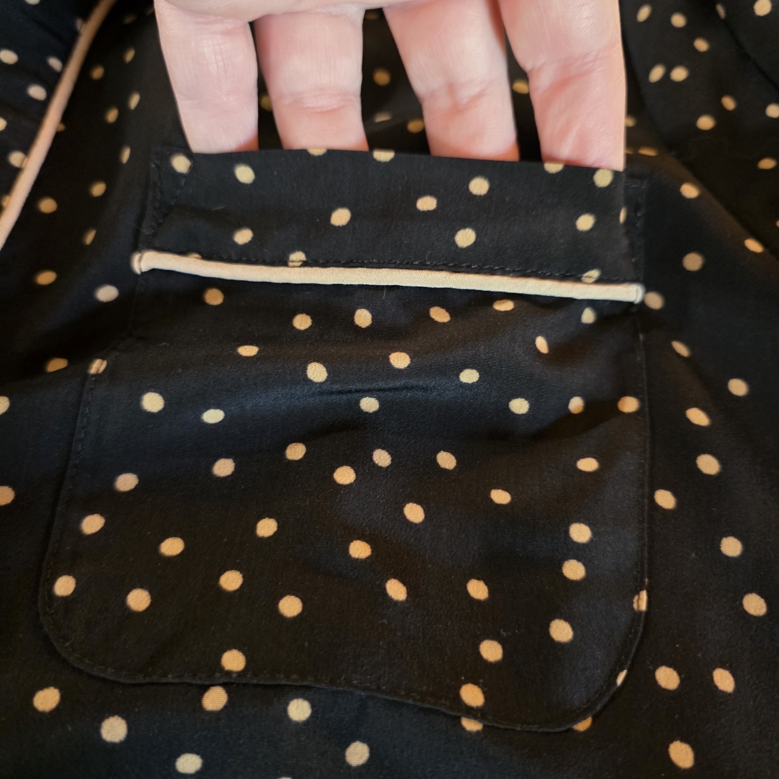 ​Who What Wear Target Polka Dot Shirt Dress L Large Black Beige Midi Long Sleeve