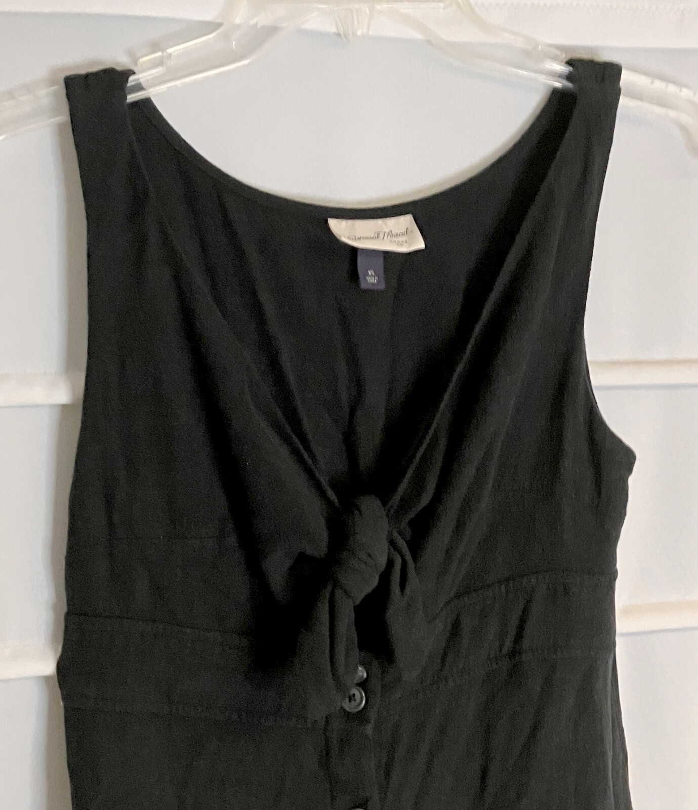 Universal Thread Black Rayon Linen Blend Knotted Sleeveless Dress Size XS EC!