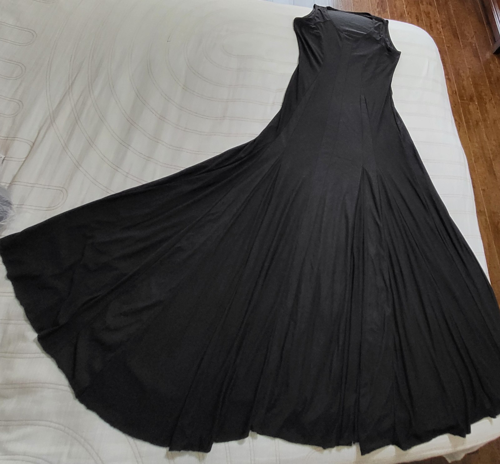 Maxi Dress Architectural Seams Fit Flare Size L Sleeveless Long Skirt
