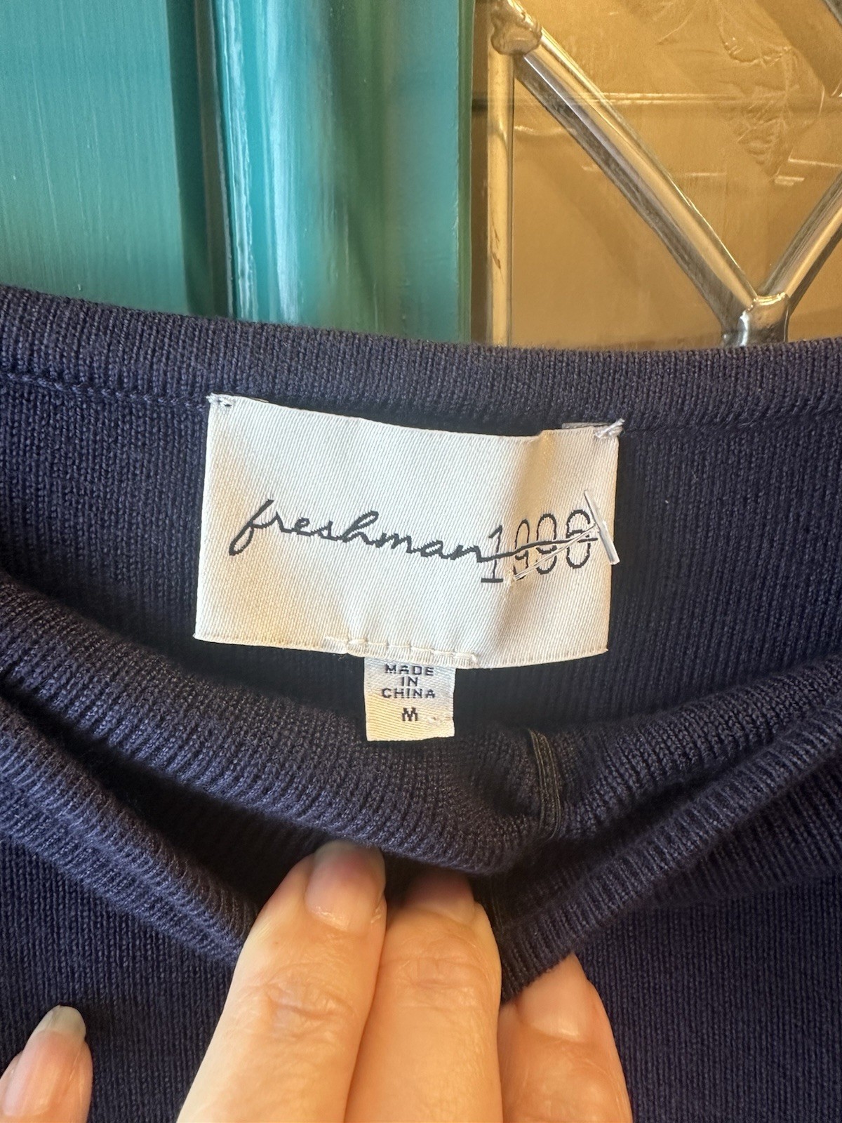 Freshman 1996 Strapless Knit Mini Dress Navy Blue Drop Waist Bubble Hem Size Med