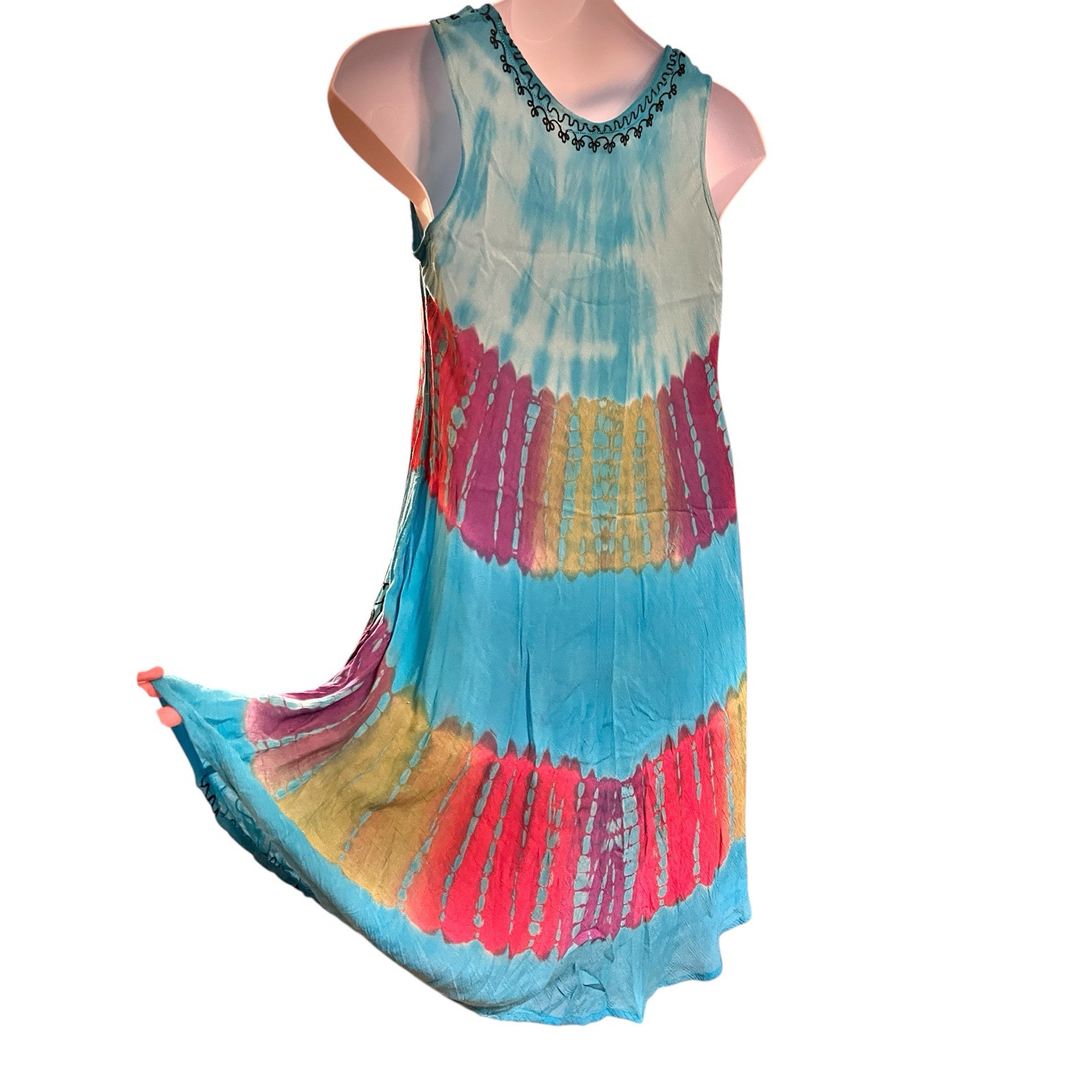 LADIES……Size One Size Fits Most……SHORELINE…..Boho Tie Dye Style Dress….New