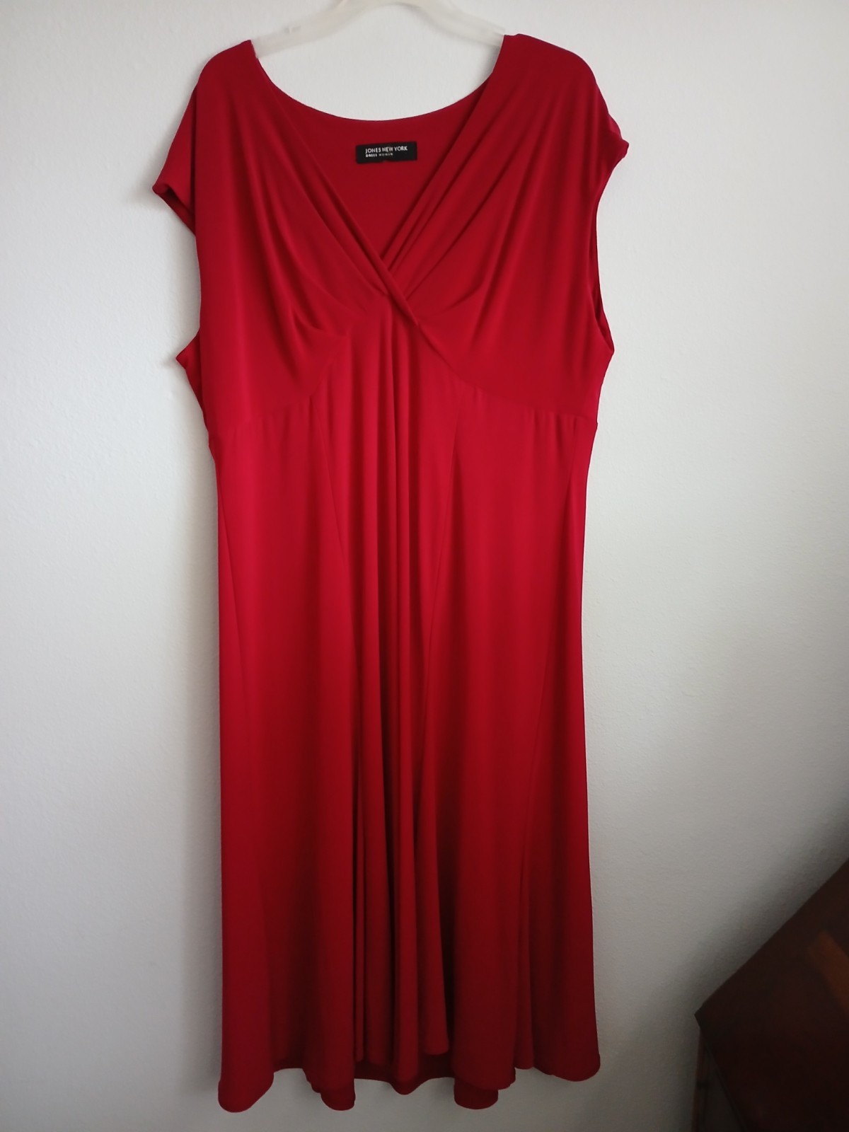 Women’s V Neck Casual Cocktail Dress Sleeveless Red Size XL by Jones New York