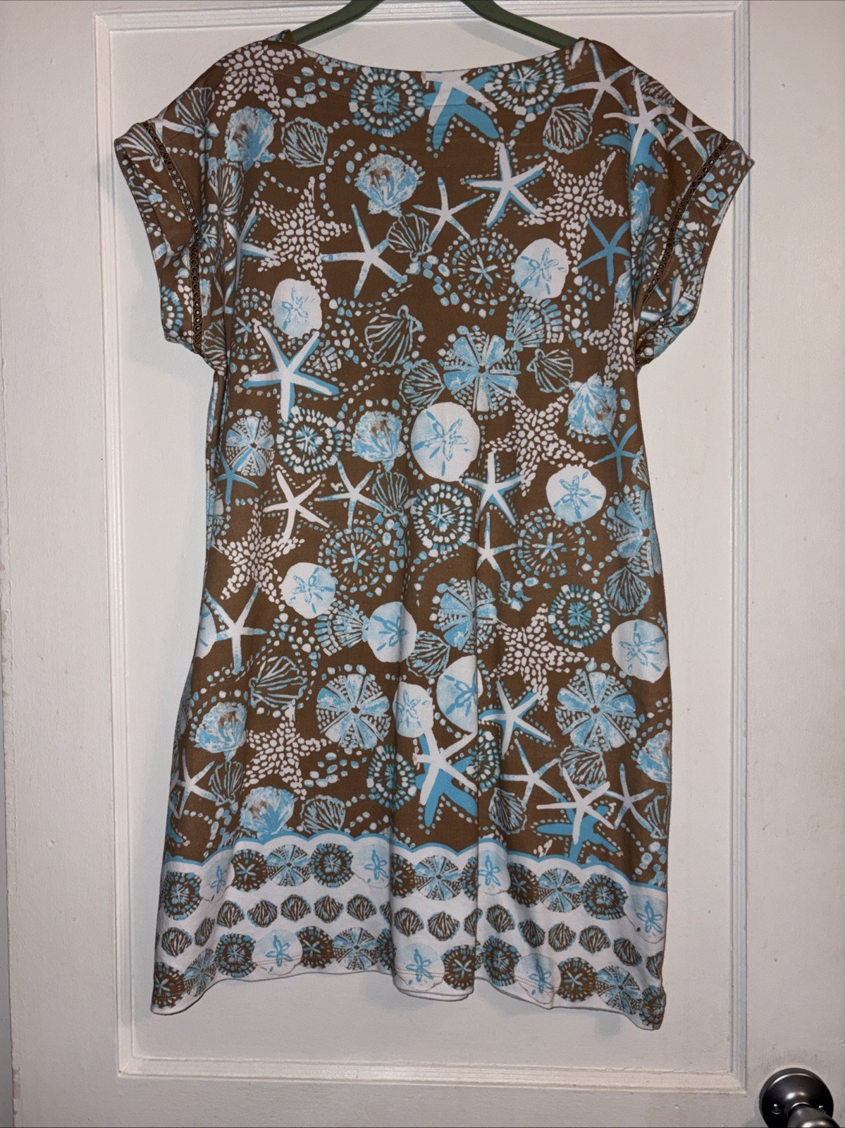 Kim Rogers Medium Dress Starfish Seashell Vacation Perfectly Soft 100% Cotton