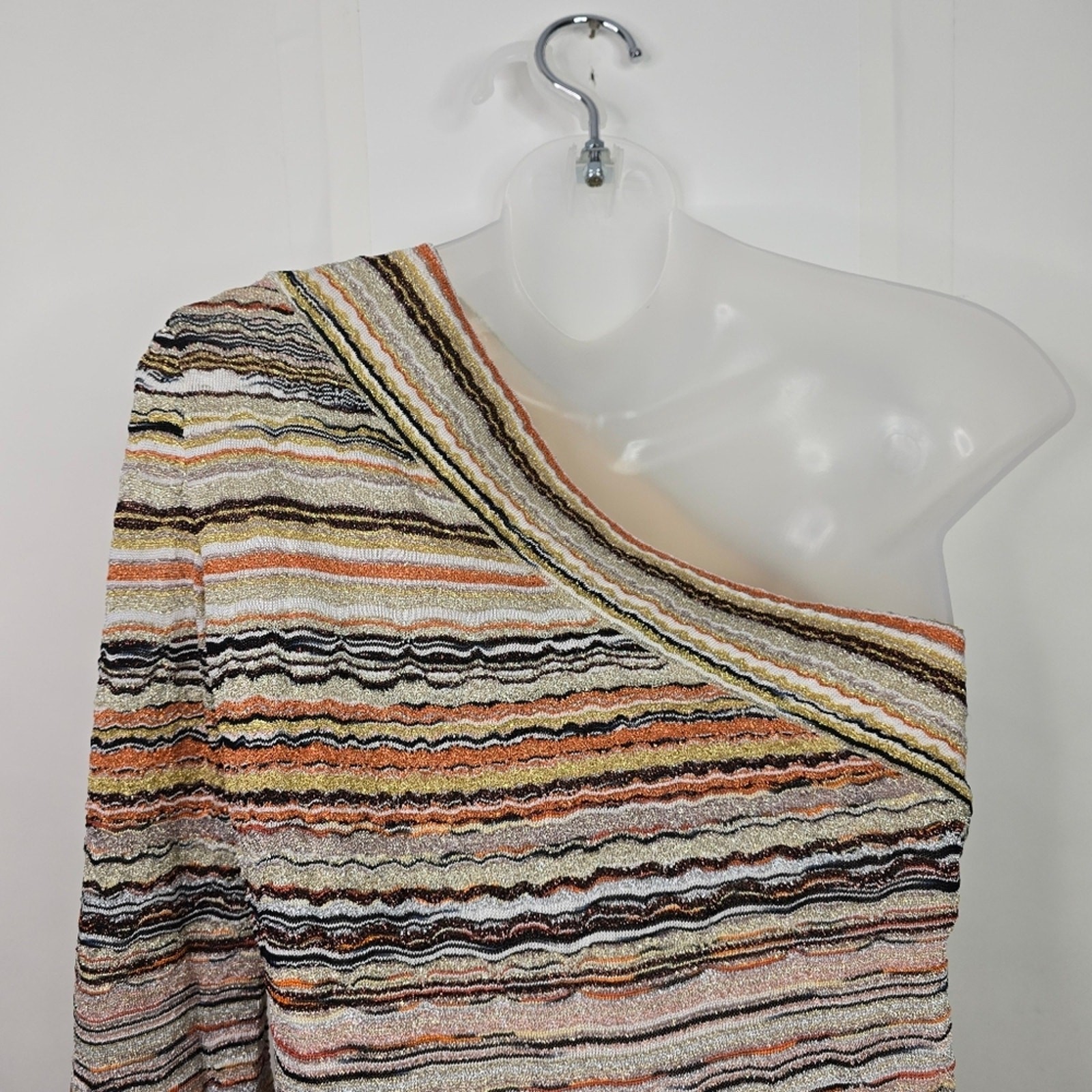 NWT Missoni Multicolor Lamé Wave One-Shoulder Mini Dress