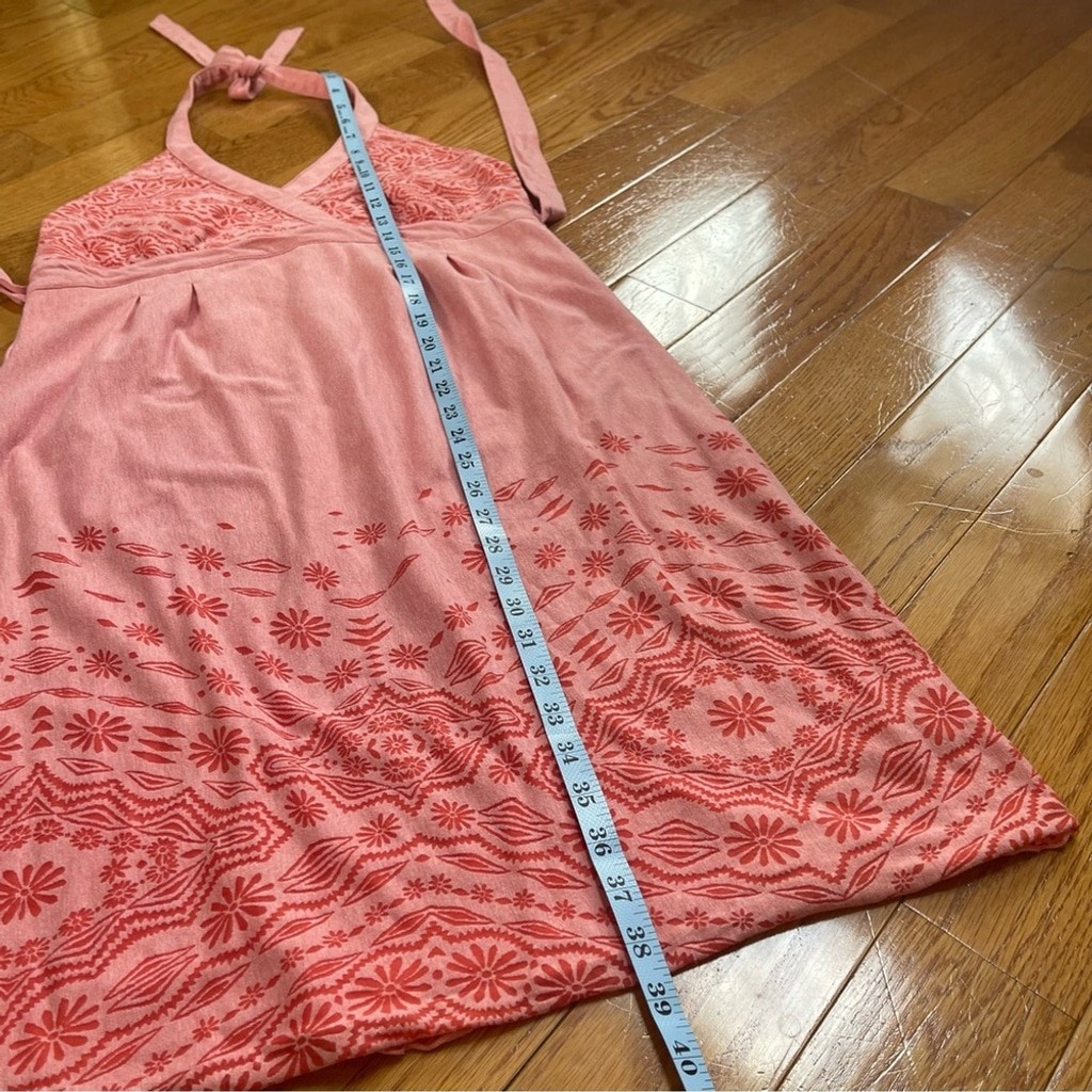 Athleta Bohemian Halter Peach Orange Pinkish Cotton blend Jersey Dress Sz Medium