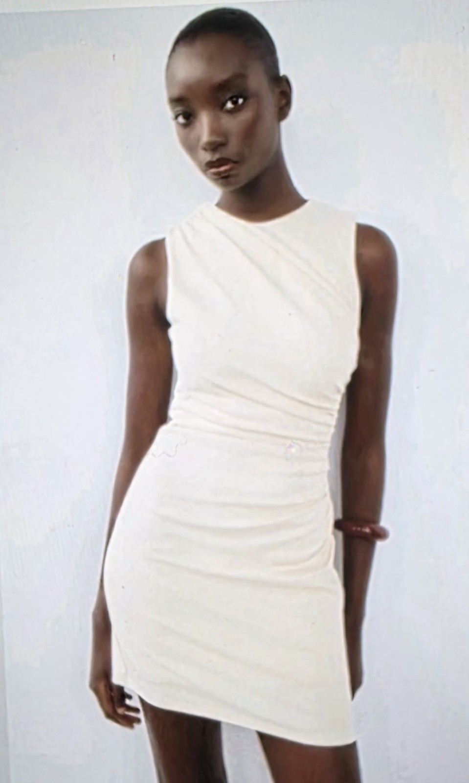 ZARA NWT Ivory Sleeveless Draped Dress Sz. L