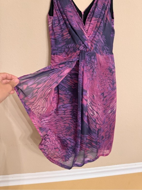 Presley Skye Purple 100% Silk Front Knot Style Sleeveless Tulip Dress, PM EUC