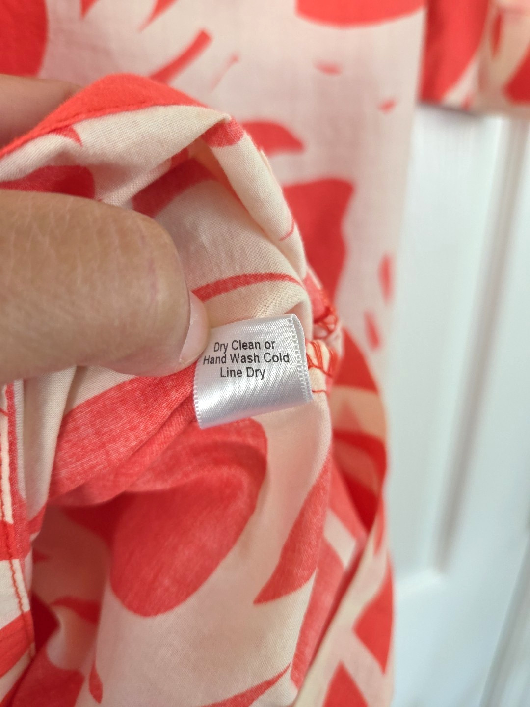Lesley Evers Geometric Swirl 3/4 Sleeve Shift Dress Coral Pink Ivory Beach sz M