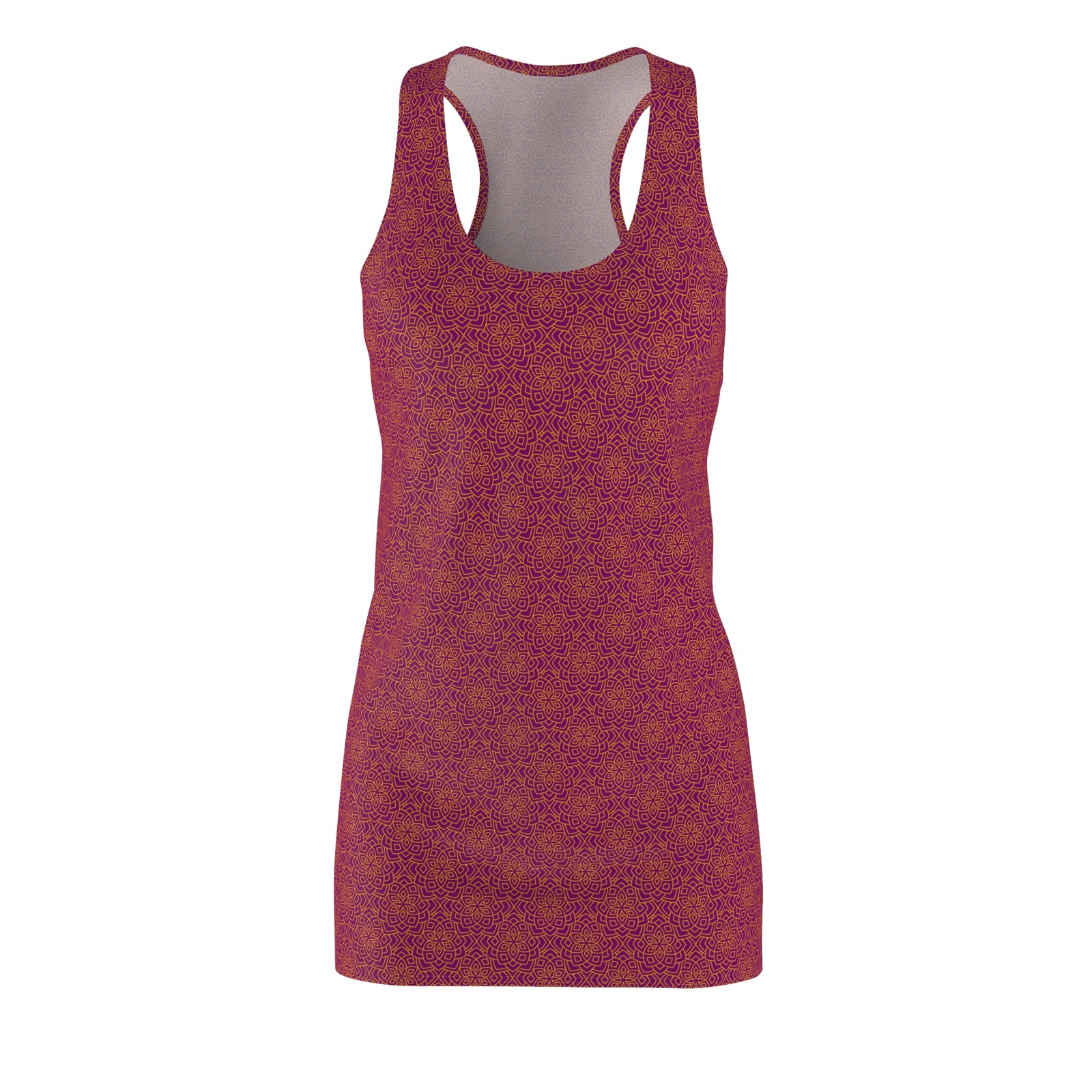Red Floral Mandala Pattern Racerback Dress | All-Over Print