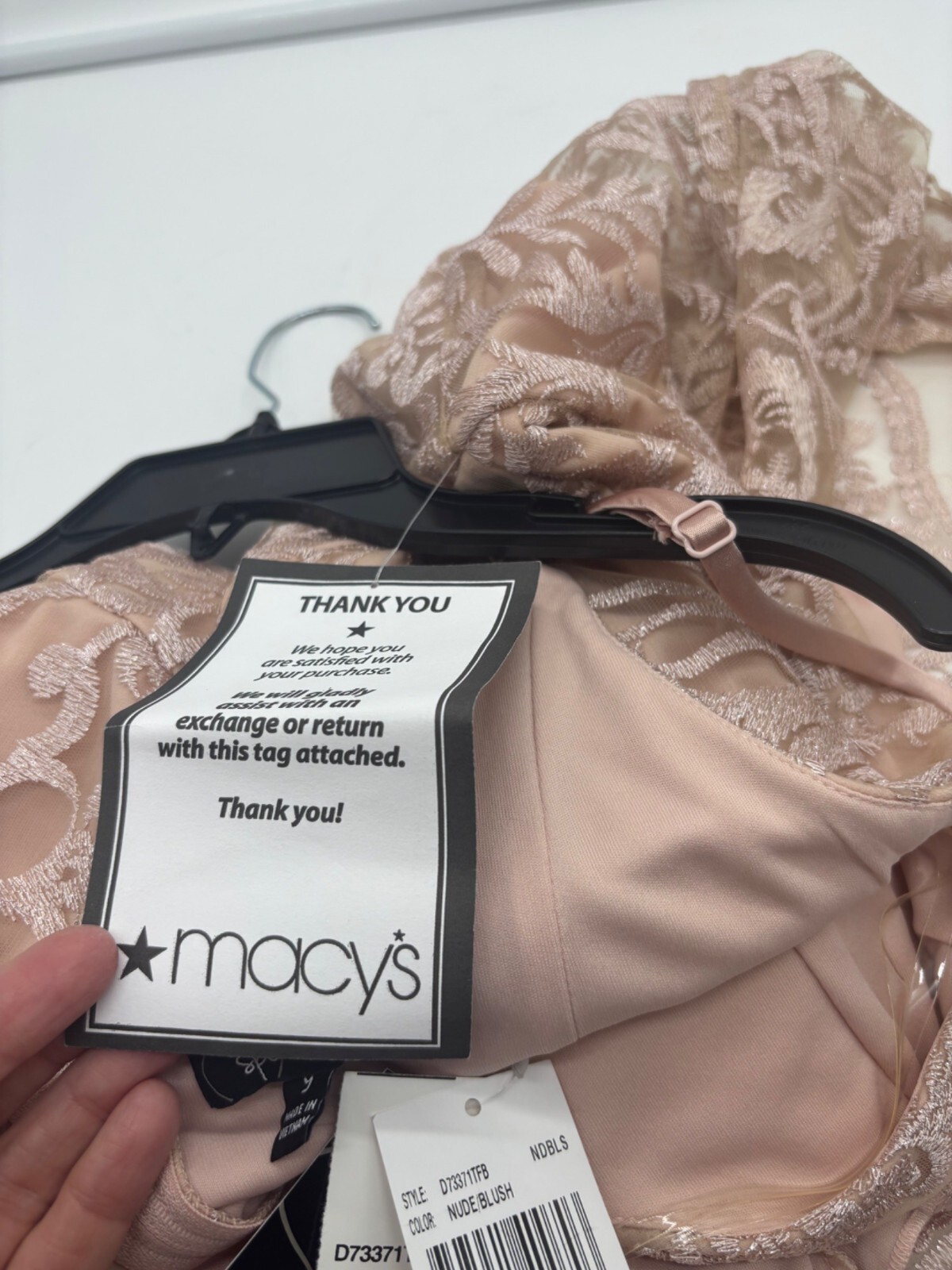 Speechless Juniors’ Shimmer Embroidered Fit & Flare Dress Nude Blush, Sz. 9