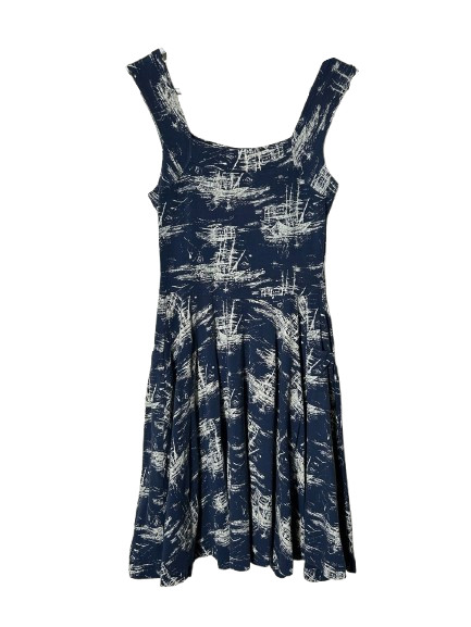 Effie’s Heart blue novelty ship print fit and flare dress womens M shipwreck