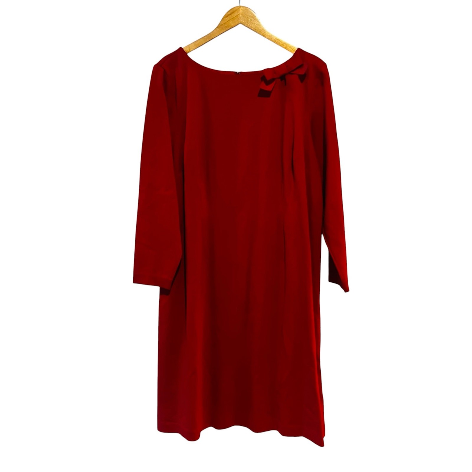 Talbots Red Bow Tie Detail Shift Dress Size 16W NWT