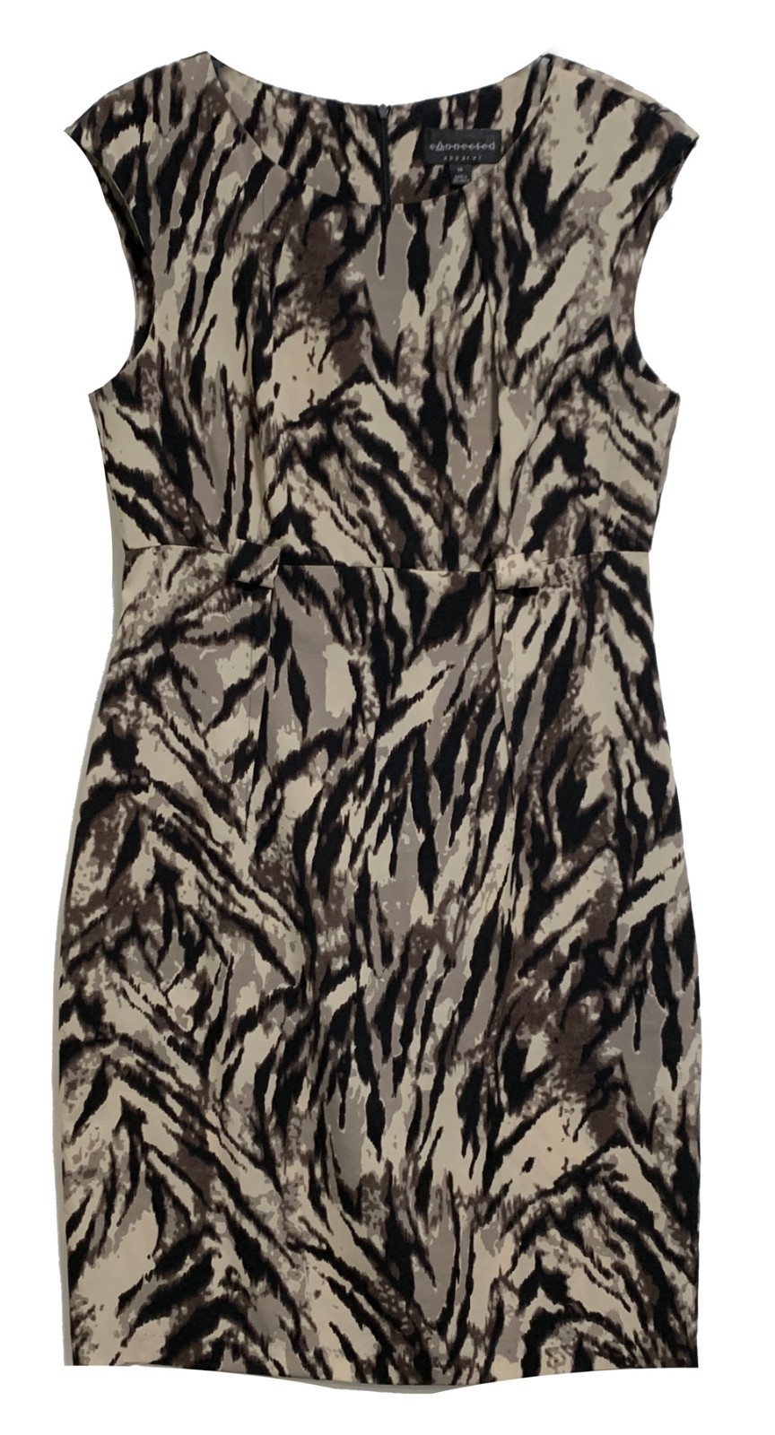Connected Shades of Brown Geometric Print Sleeveless Back Zip Dress size 14