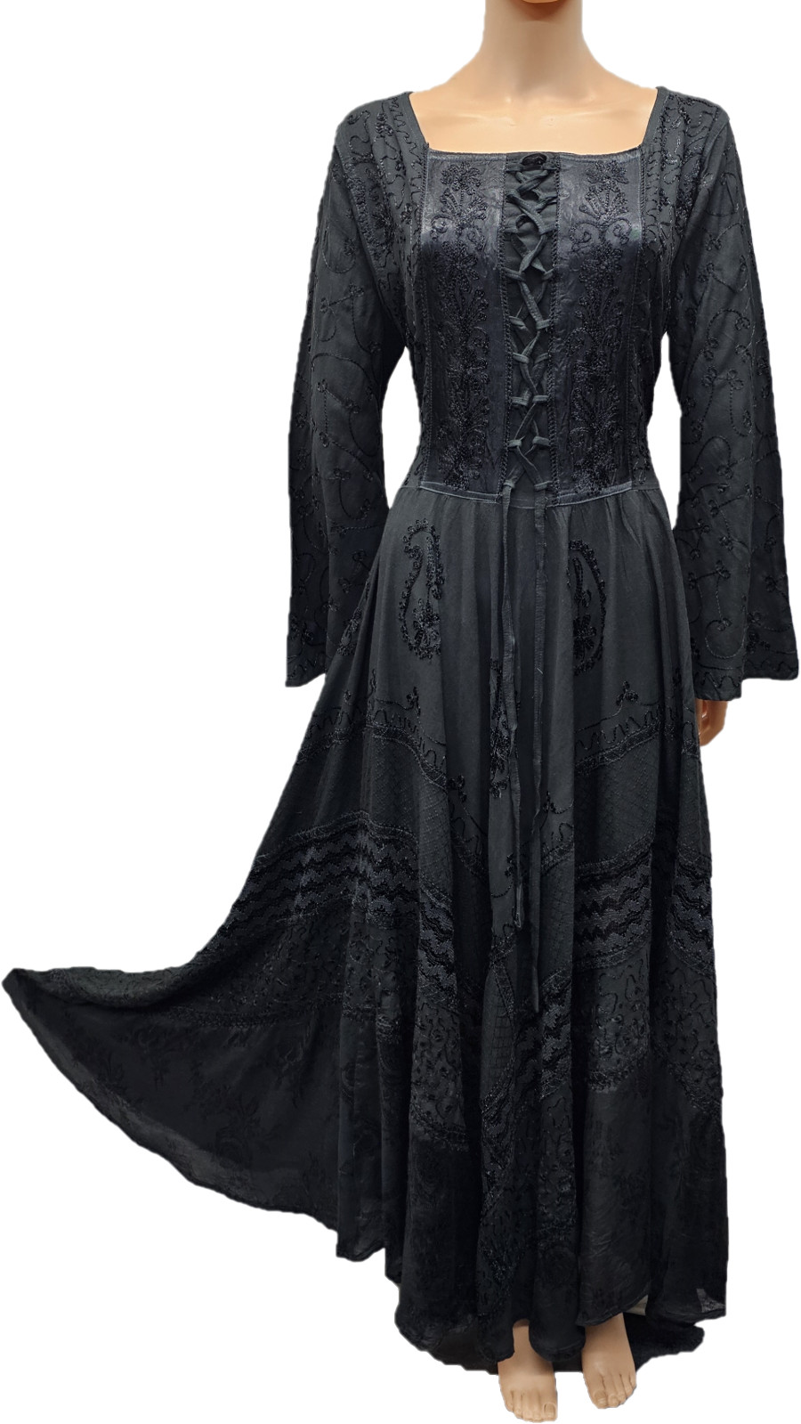 Maxi Dress Long Sleeve Autumn/Winter Formal Rayon Satin BLACK 12 14 16 18 20 22
