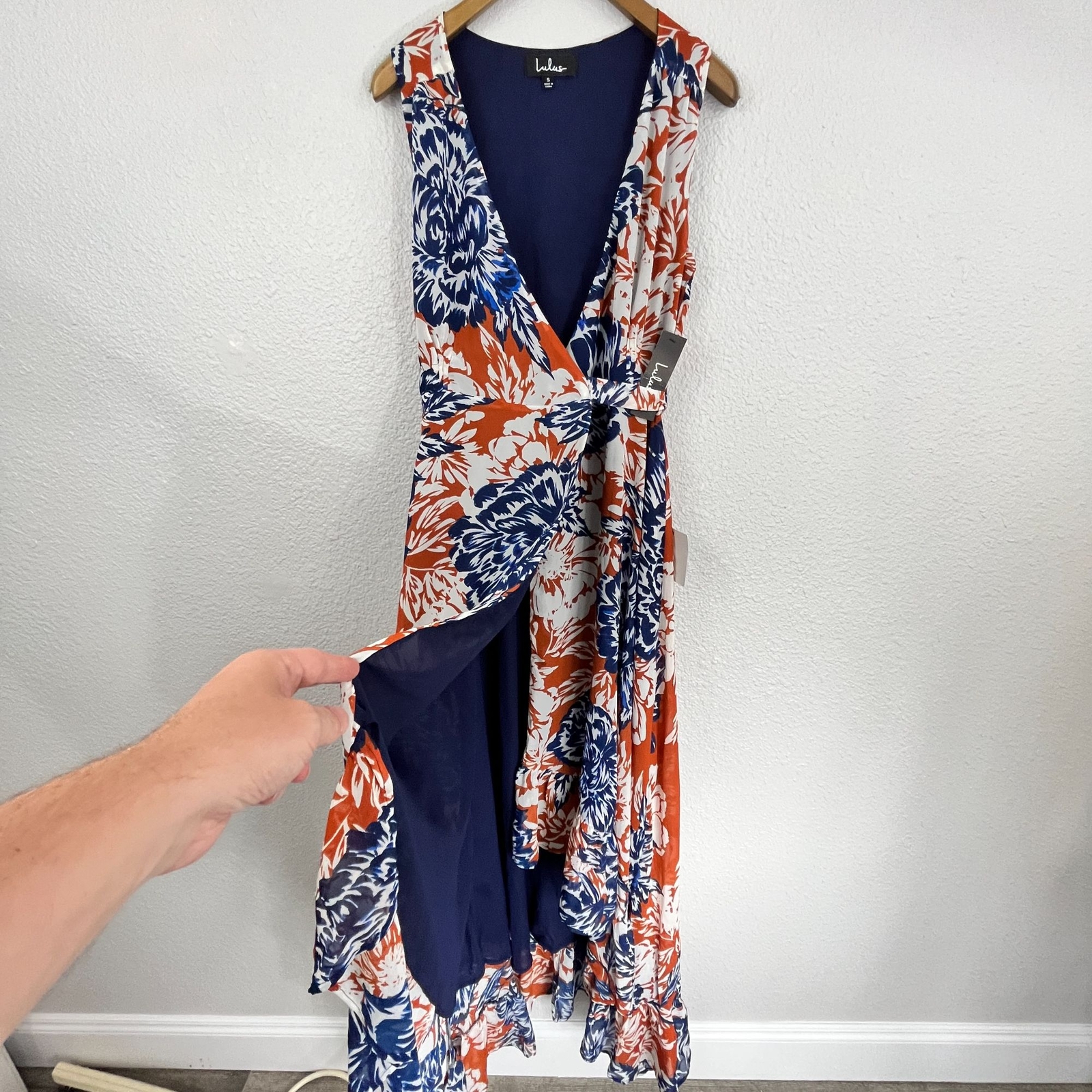 NWT Lulus Floral Wrap High Low Maxi Dress Sz S – Lined Ruffle Hem with Slit
