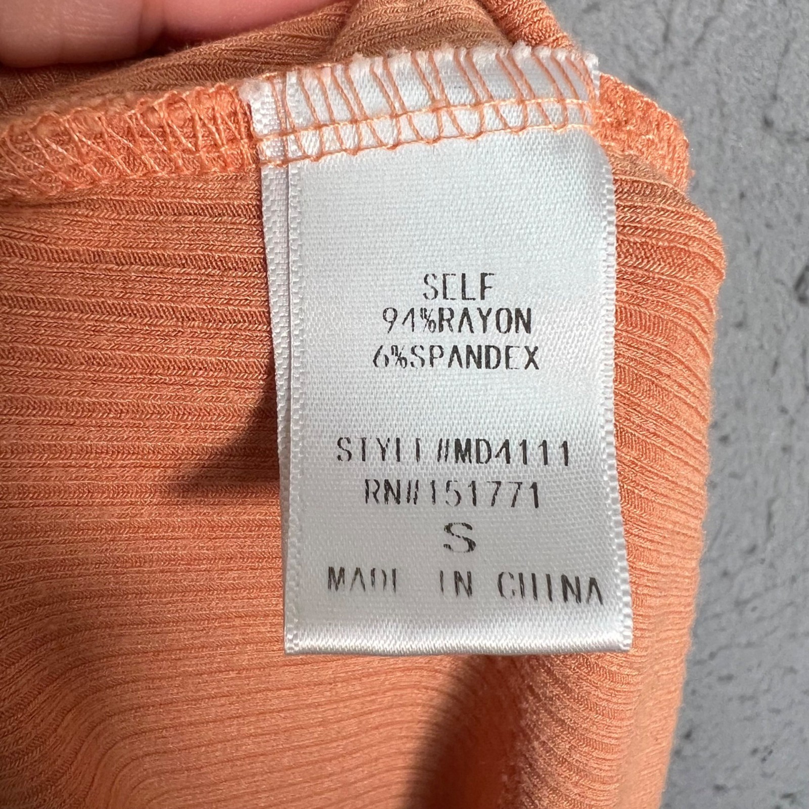Le Lis Collection Small Orange Ribbed Sleeveless Maxi Dress Rayon/Spandex Ruched