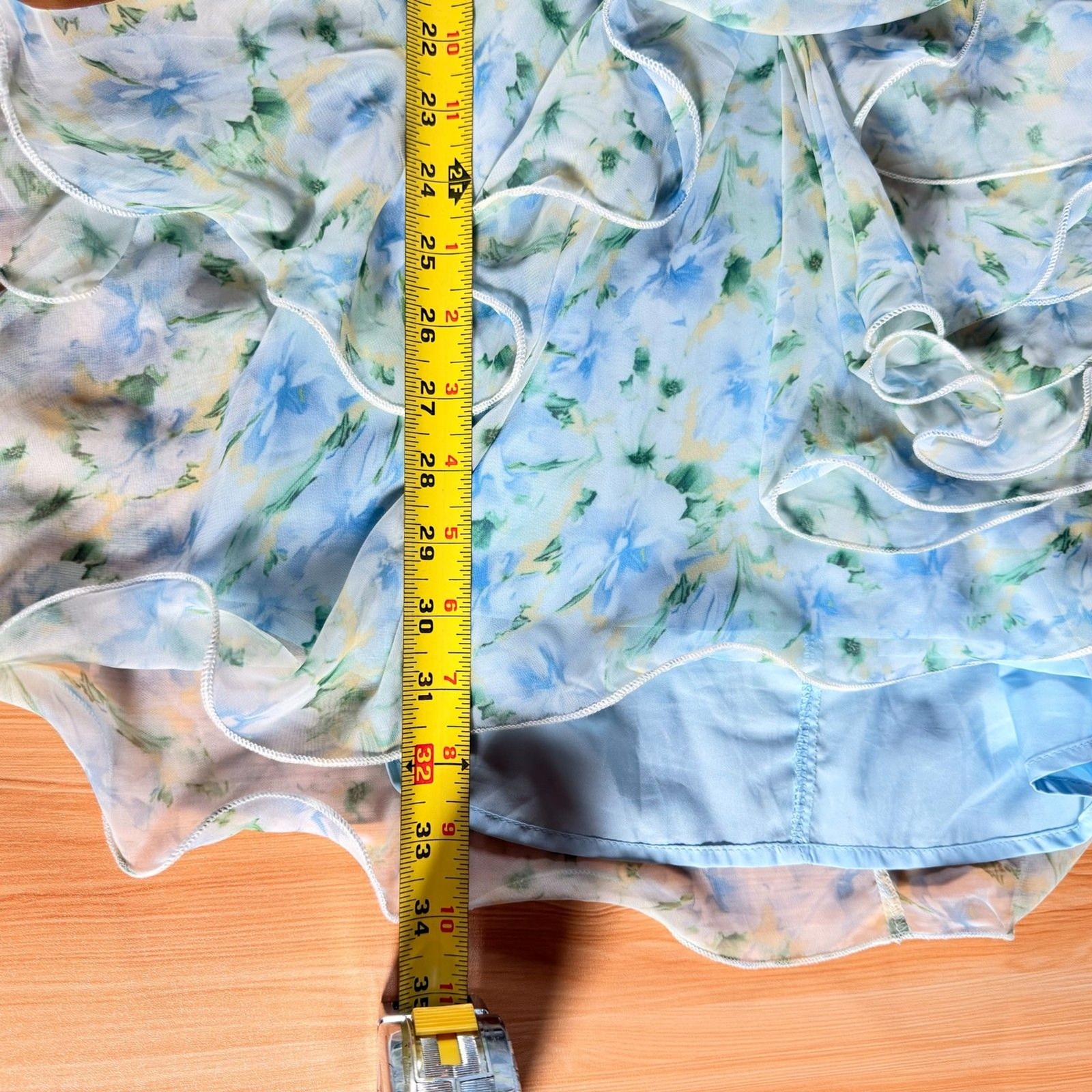 SHEIN NWOT Mint Green Floral Ruffle Mini Dress XS Sleeveless Tiered Organza
