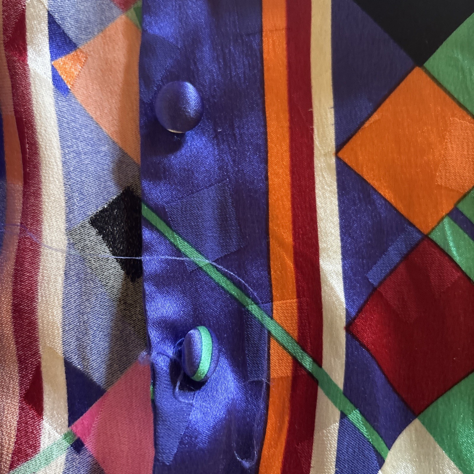 VINTAGE JOAN LESLIE GEOMETRIC PATTERN 80s 100% SILK