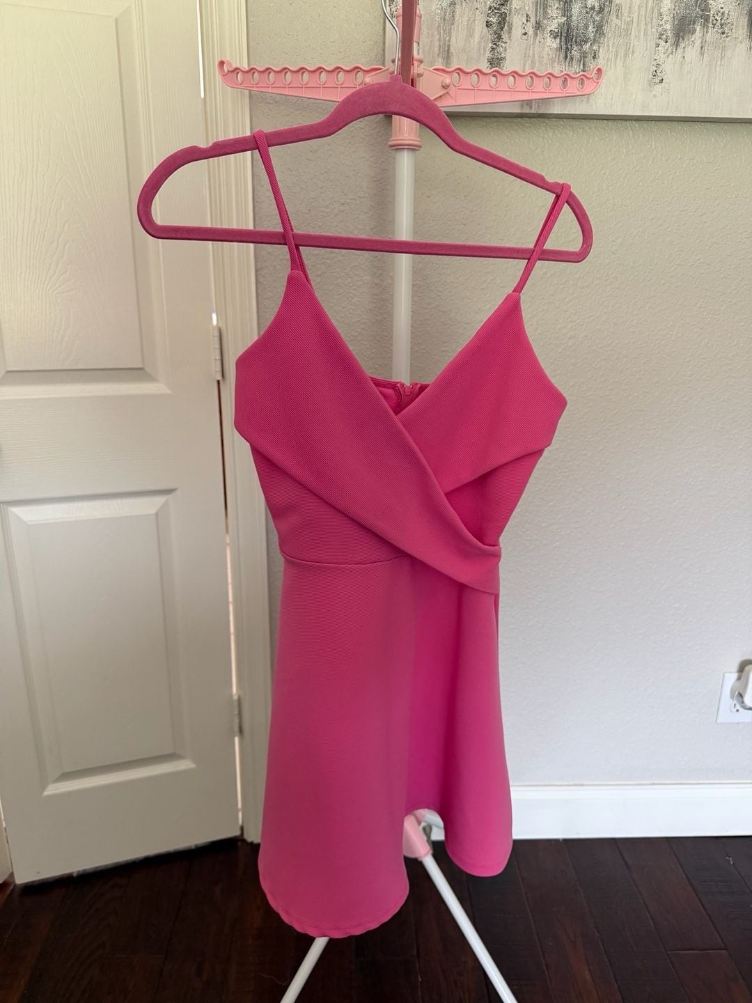 Charlotte Russe Hot Pink Spaghetti Strap Wrap Mini Dress
