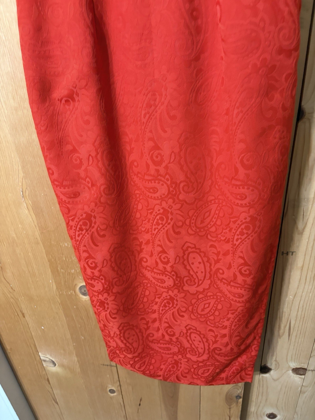 VTG Red Paisley Print Chinese Qipao Dress Cheongsam Maxi 70s Women’s S