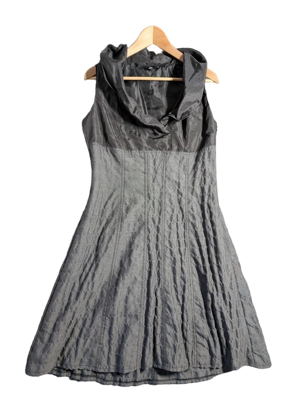 Kapalua Womens Dress UK 14 Grey Textured Sleeveless Cowl Neck Shift Wiggle Midi