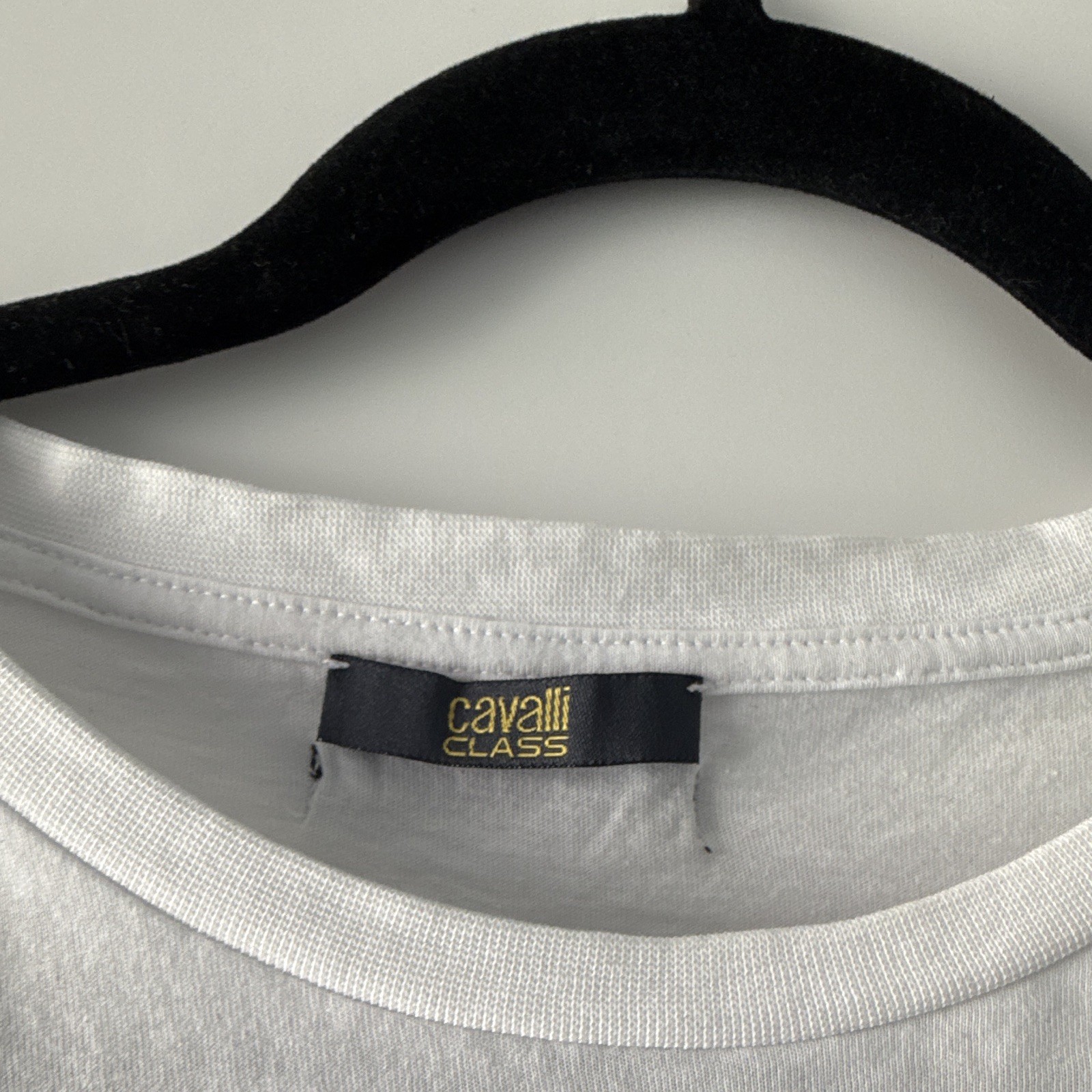 Cavalli Class woman’s White/Black Crew Neck Short Sleeve Graphic Logo dress
