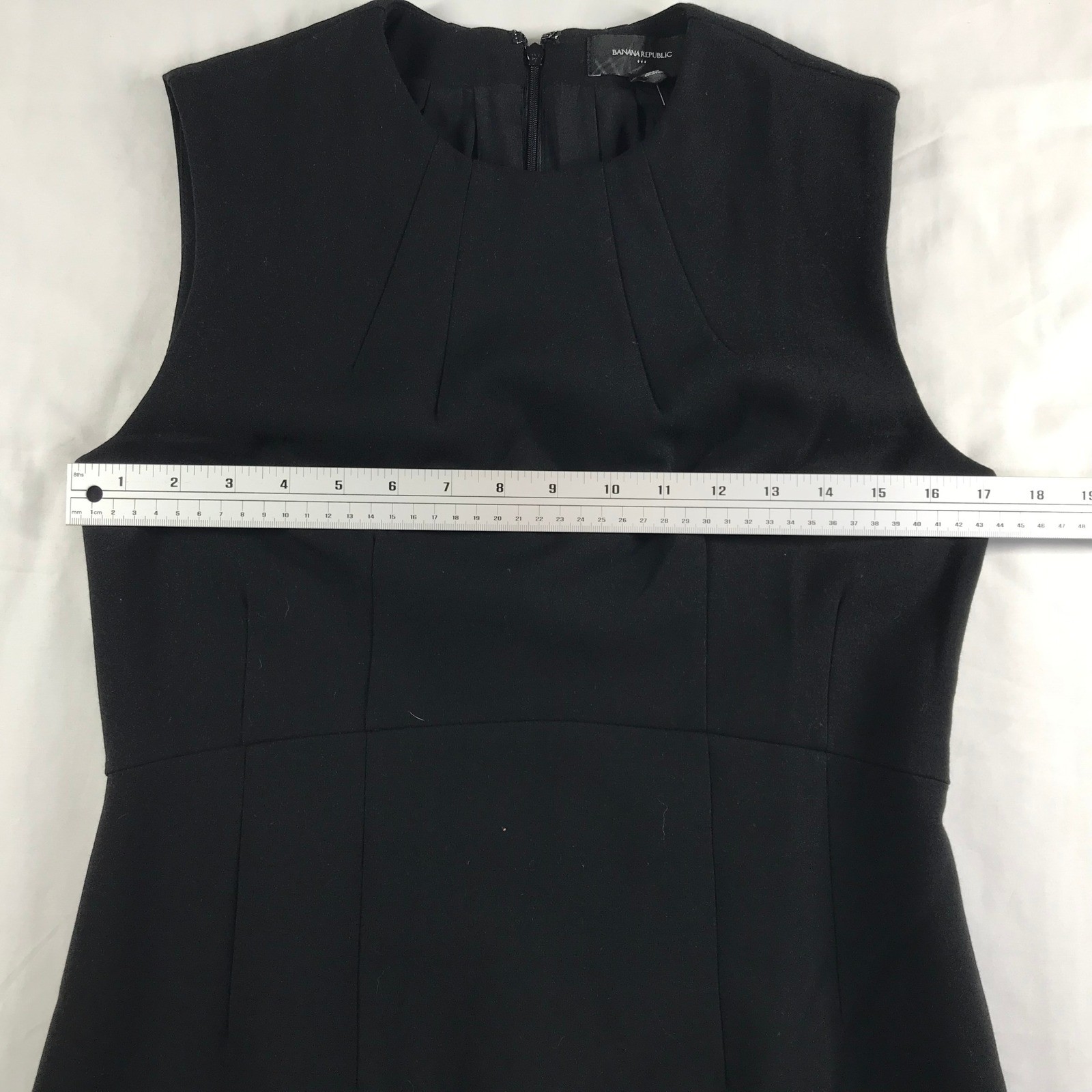 Banana Republic Womens Black Sleeveless Pleated Neck A-Line Sheath Dress Sz 6