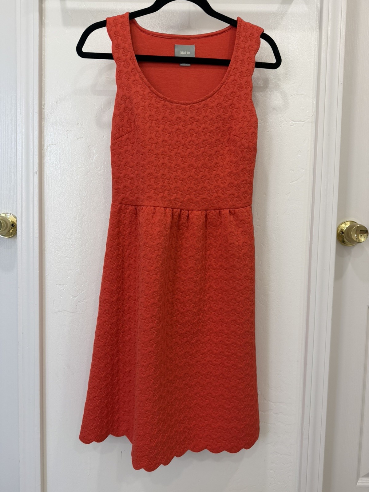 Anthropologie Coral Caye Scallop Textured Lace Detail Dress Pockets Maeve Size S