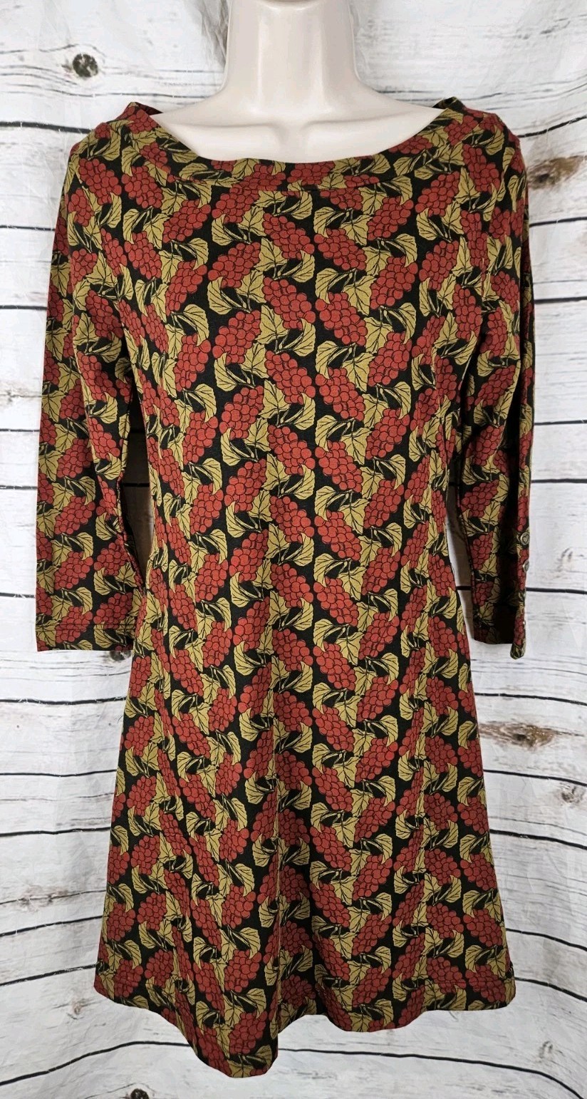 Effie’s Heart Napa Print Mini Dress Tunic M Fit & Flare NEW Cotton Blend Red