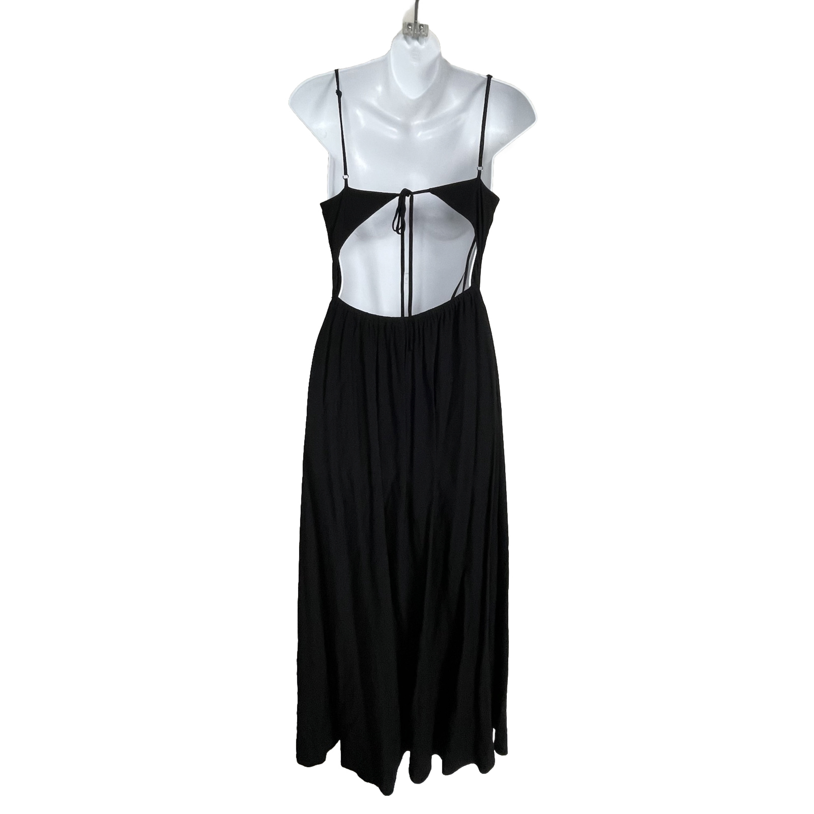 Lulus Embroidered Tie Open Back Maxi Dress Black Size XS Boho Festival