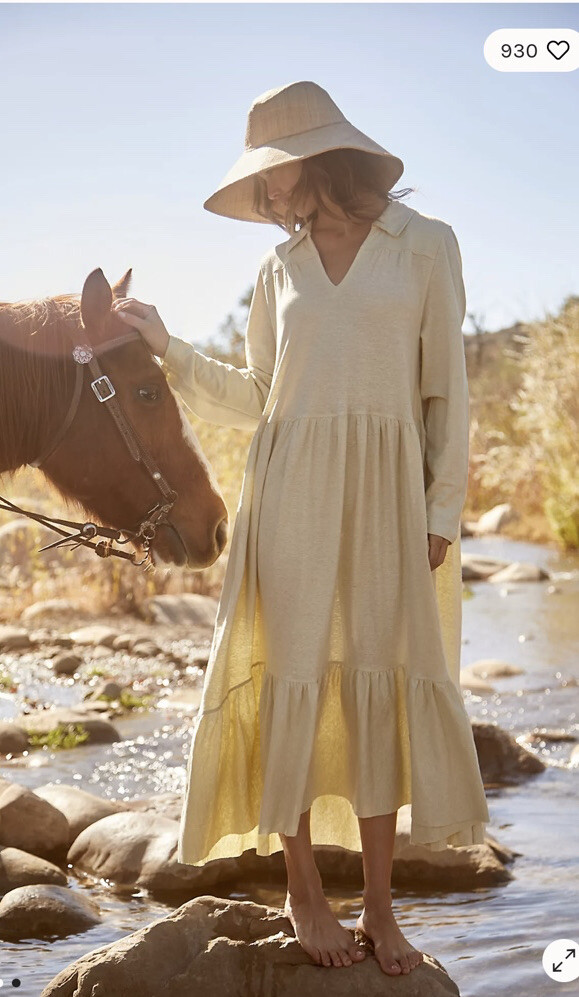 Free People FP BEACH Moonlight TIERED collar Midi Dress L $98