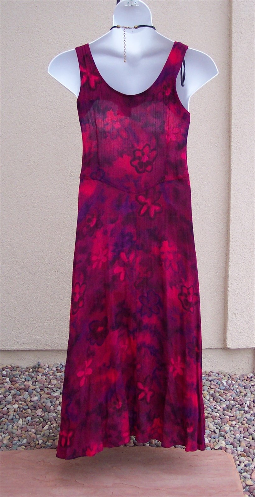 Rabbit Rabbit Rabbit Designs Dress size 12 L maxi wine hot pink crinkle rayon