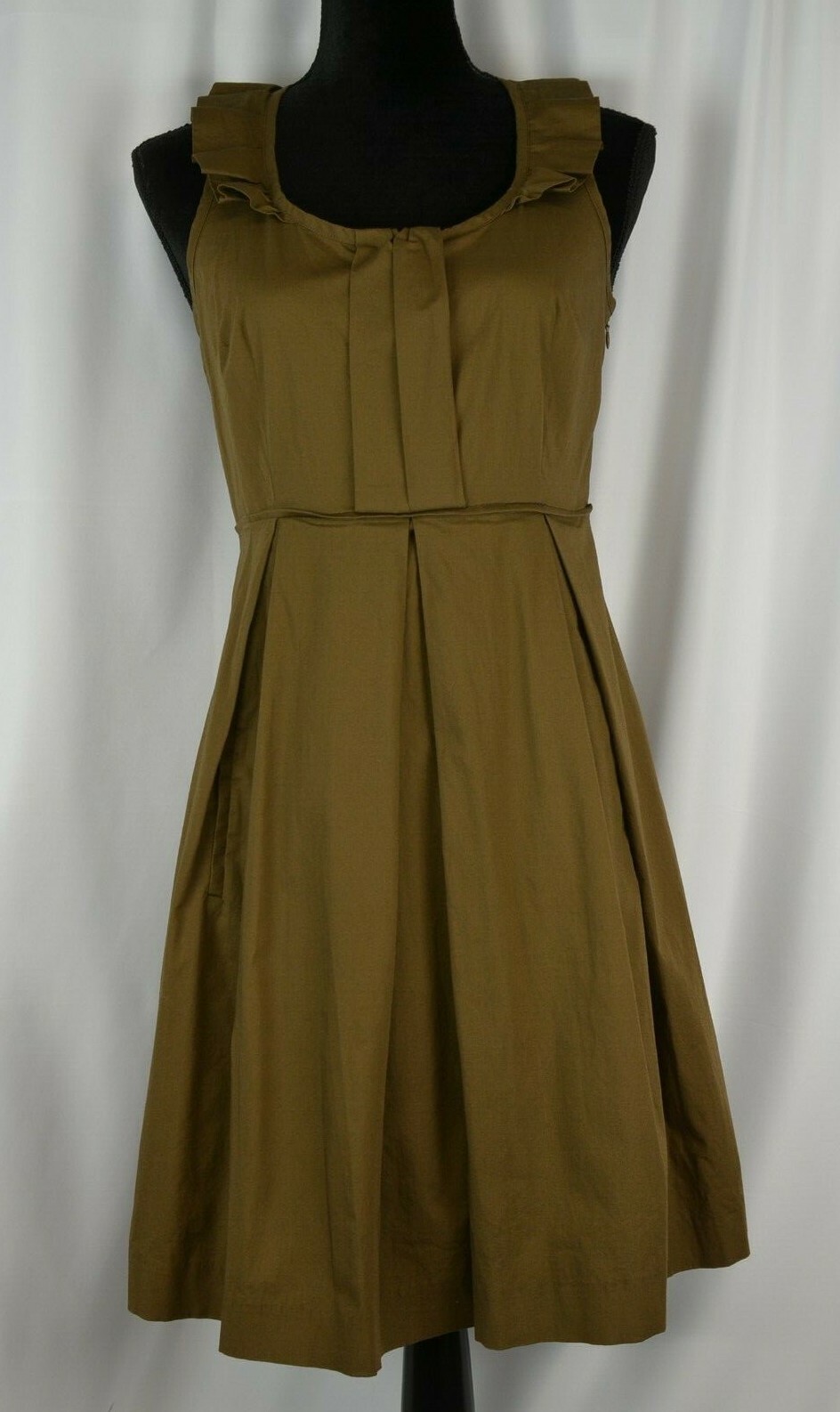 Martin & Osa Women’s Dress Size 4 Sleeveless Ruffled Neck Flare Bottom Brown Fun