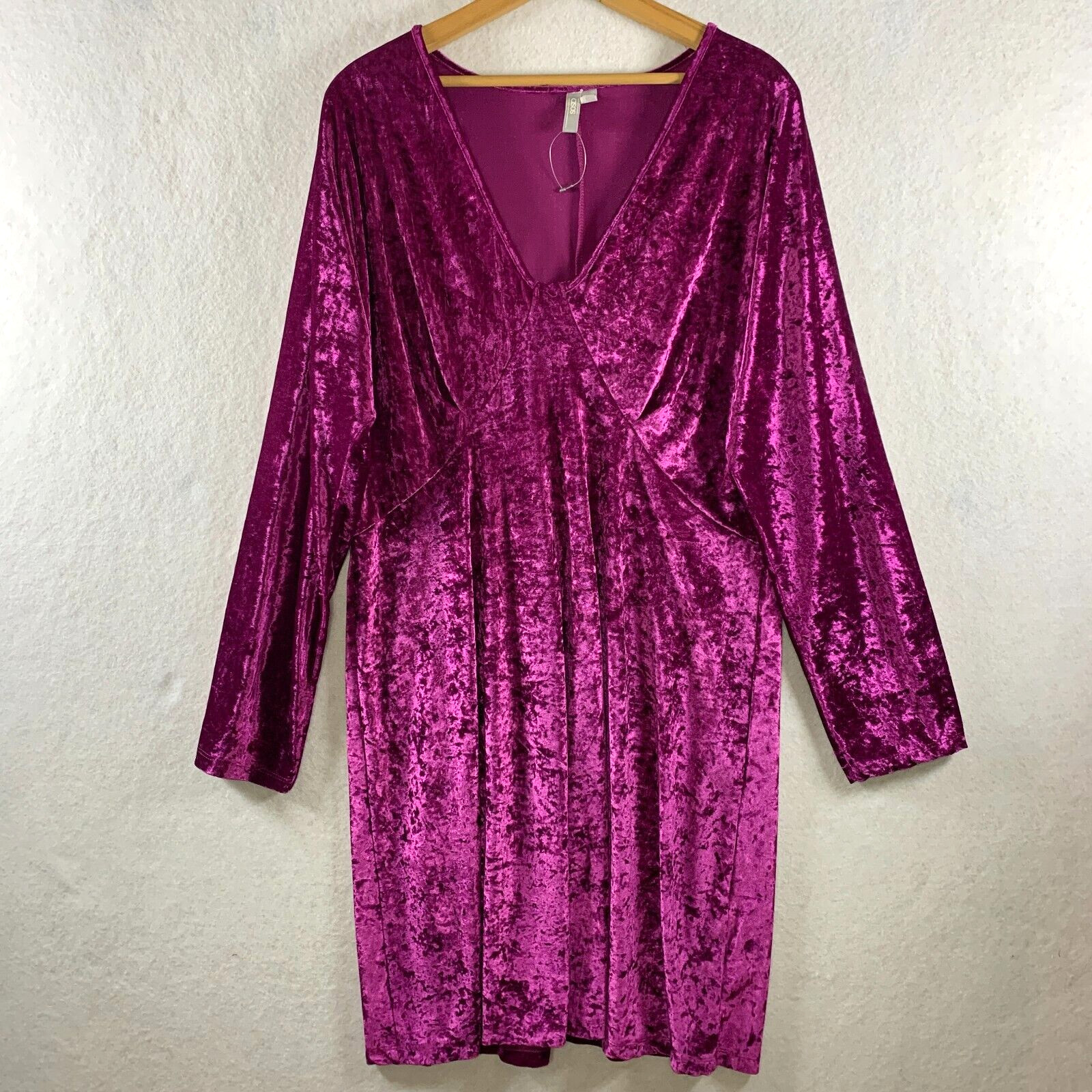 ASOS Womens Velvet Babydoll Dress Sz 14 Purple Whimsigoth Stretch Party Event