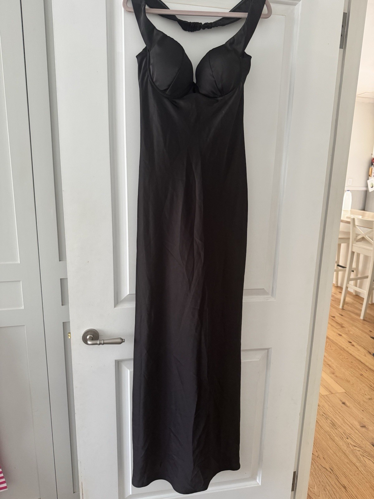 Runaway The Label Raphaella Off Shoulder Satin Maxi Dress Black XL Gown