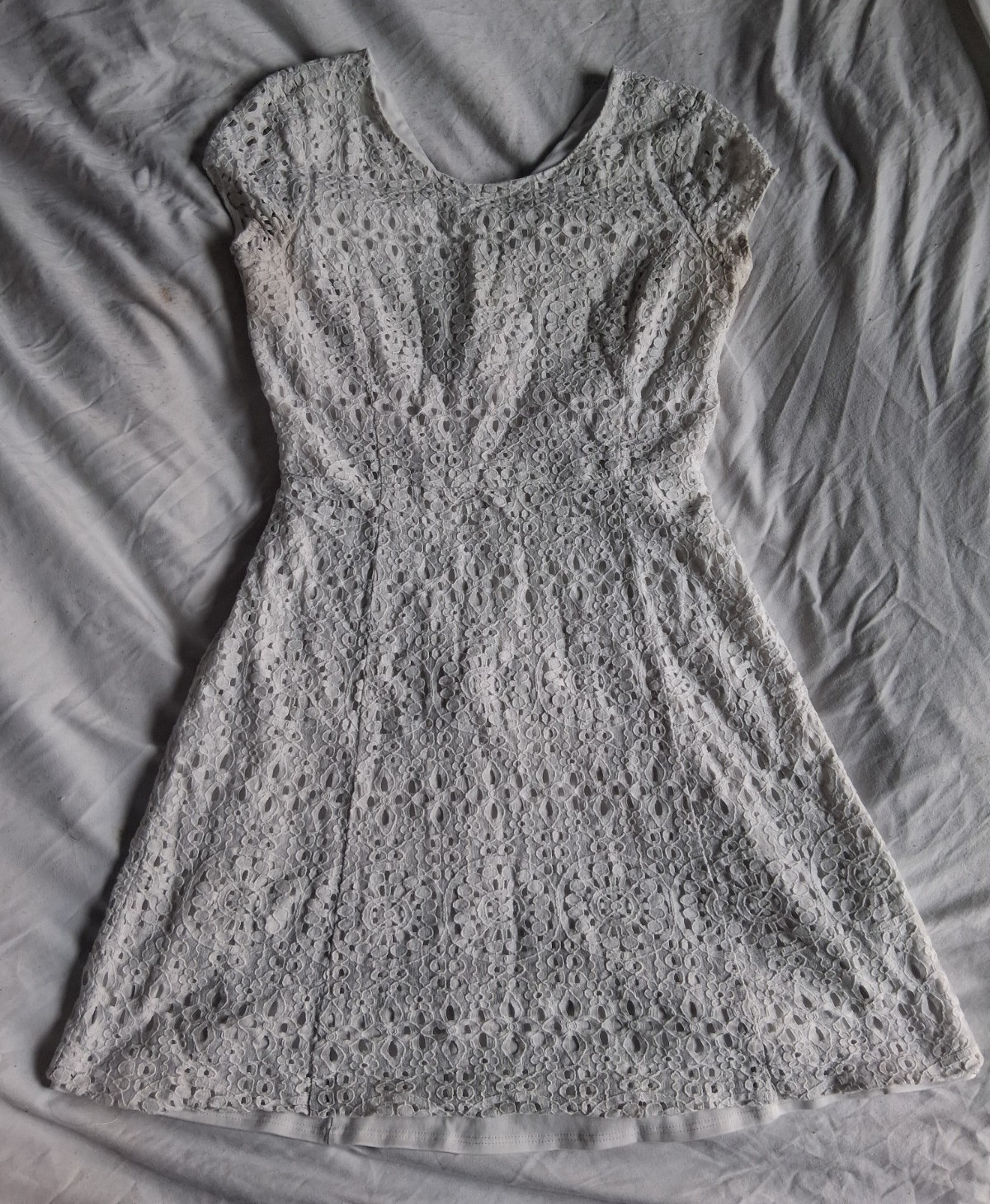 Laundry by Design White Lace A-Line Scoop Neck Sleeveless Knee Dress 4